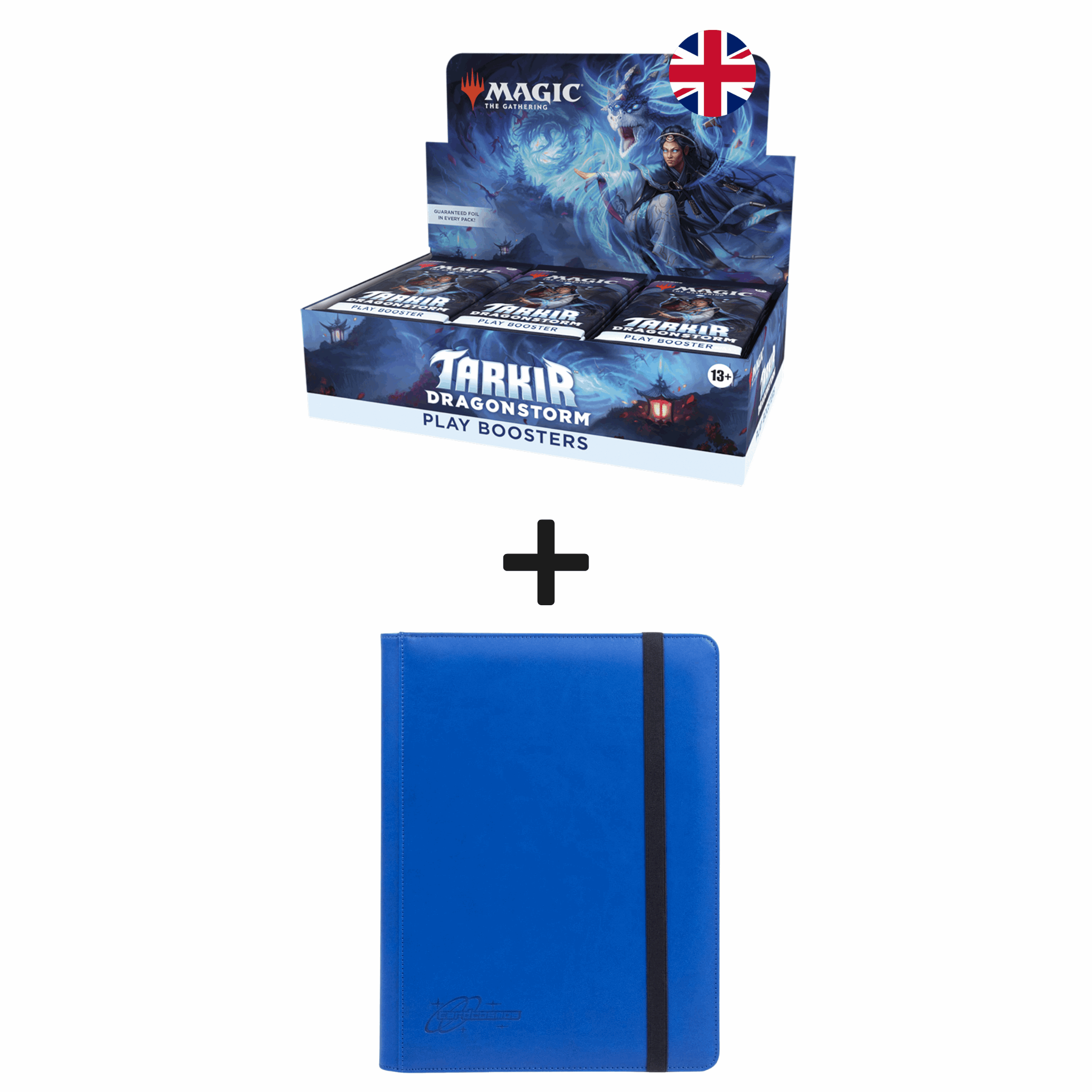 Magic: The Gathering – Tarkir Dragonstorm Play Booster Box + 9 Pocket Premium Binder Blau