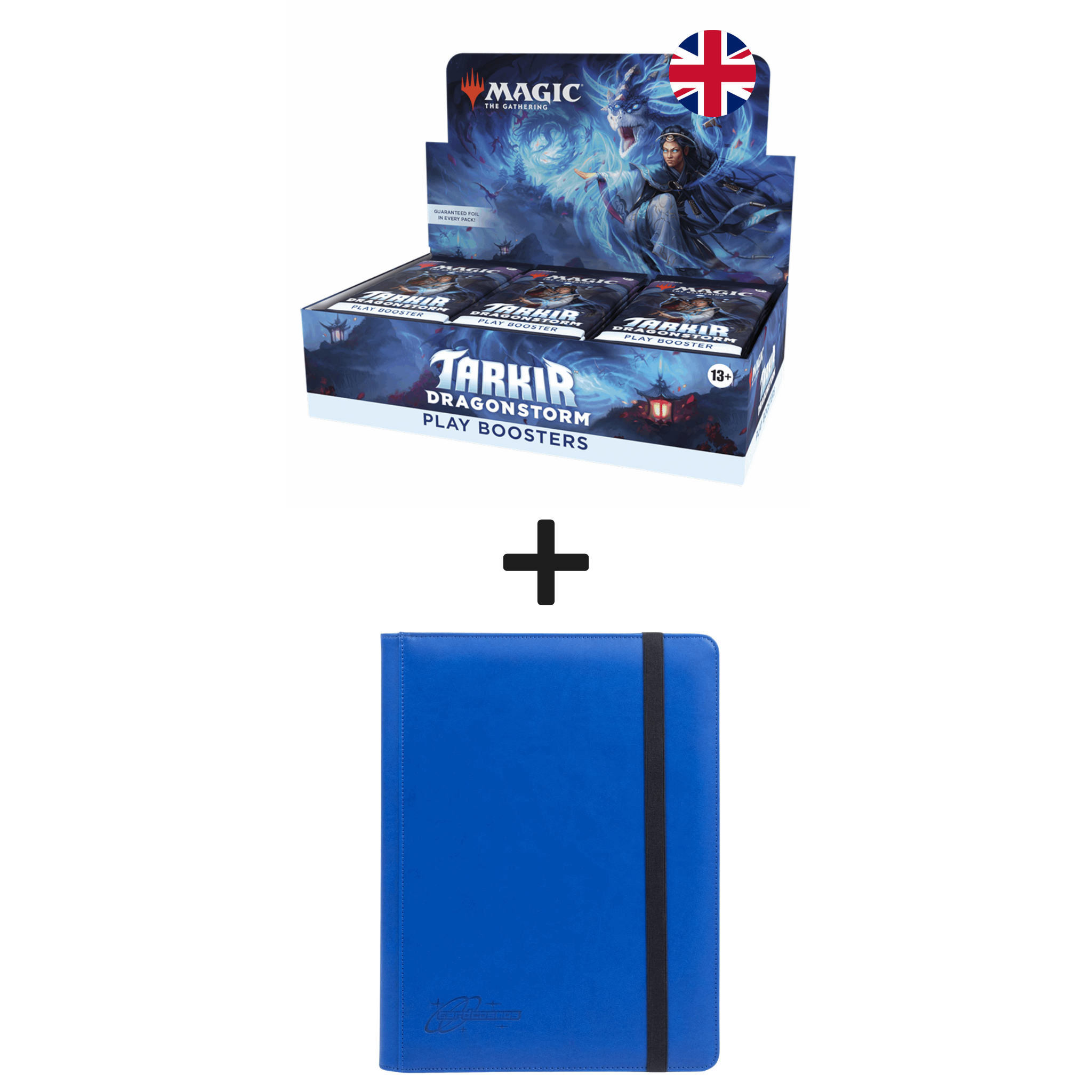 Magic: The Gathering – Tarkir Dragonstorm Play Booster Box + 9 Pocket Premium Binder Blau