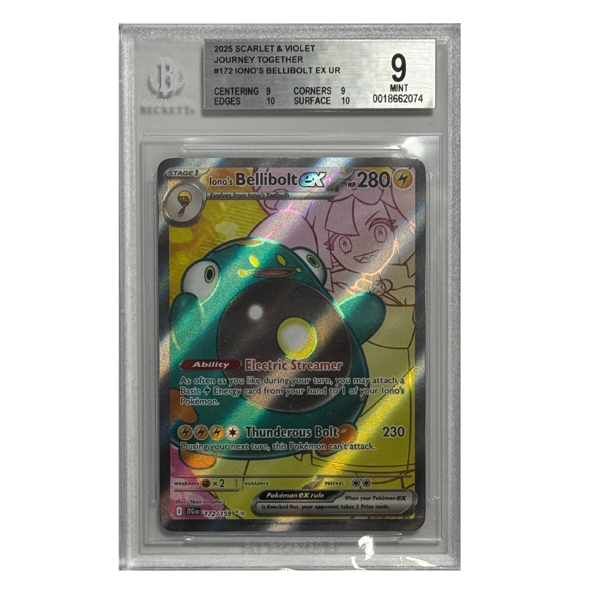 Pokémon – Ionos Bellibolt ex UR #172 (Journey Together) – BGS 9 MINT - Cardcosmos