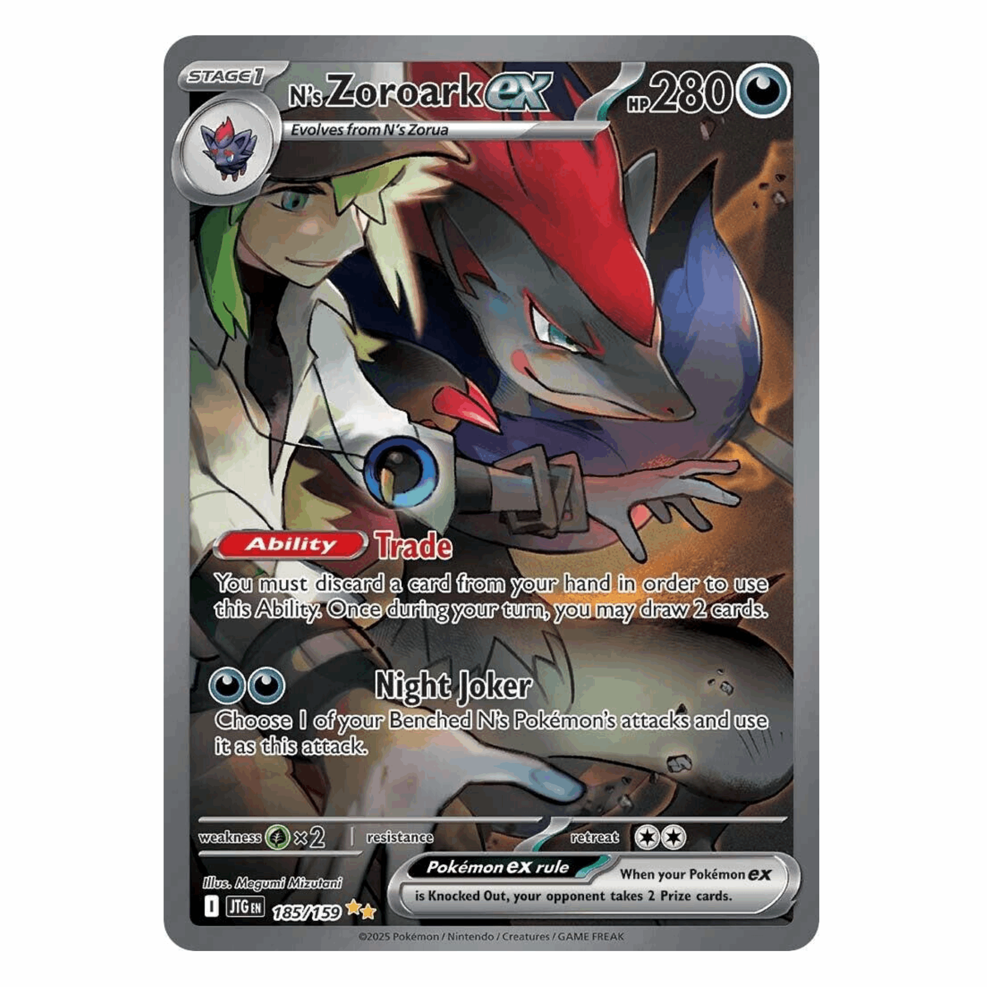 Pokémon - N’s Zoroark ex SIR #185 (Journey Together) – BGS 9 Mint