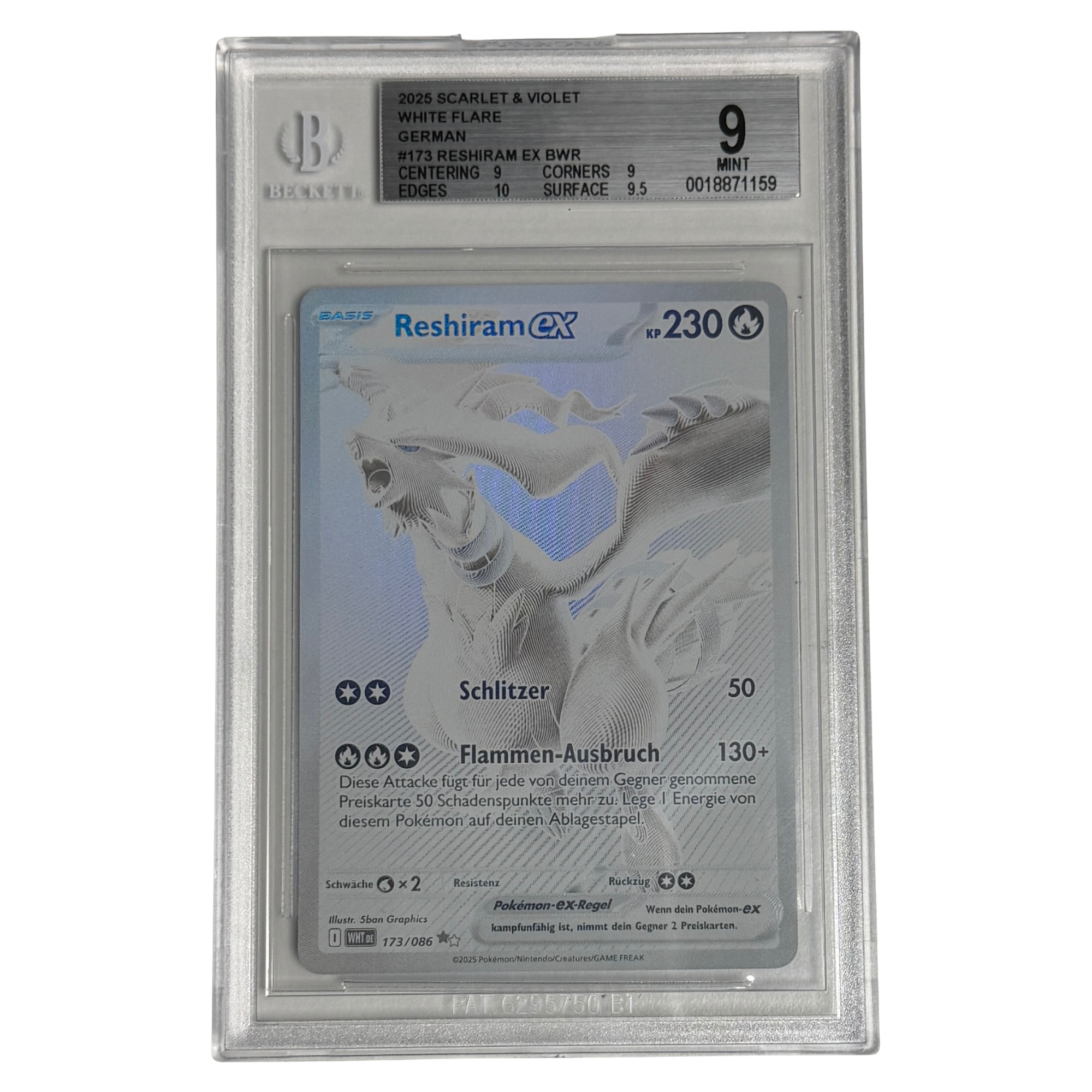 Pokémon - Reshiram ex BWR #173 (White Flare) – BGS 9 Mint
