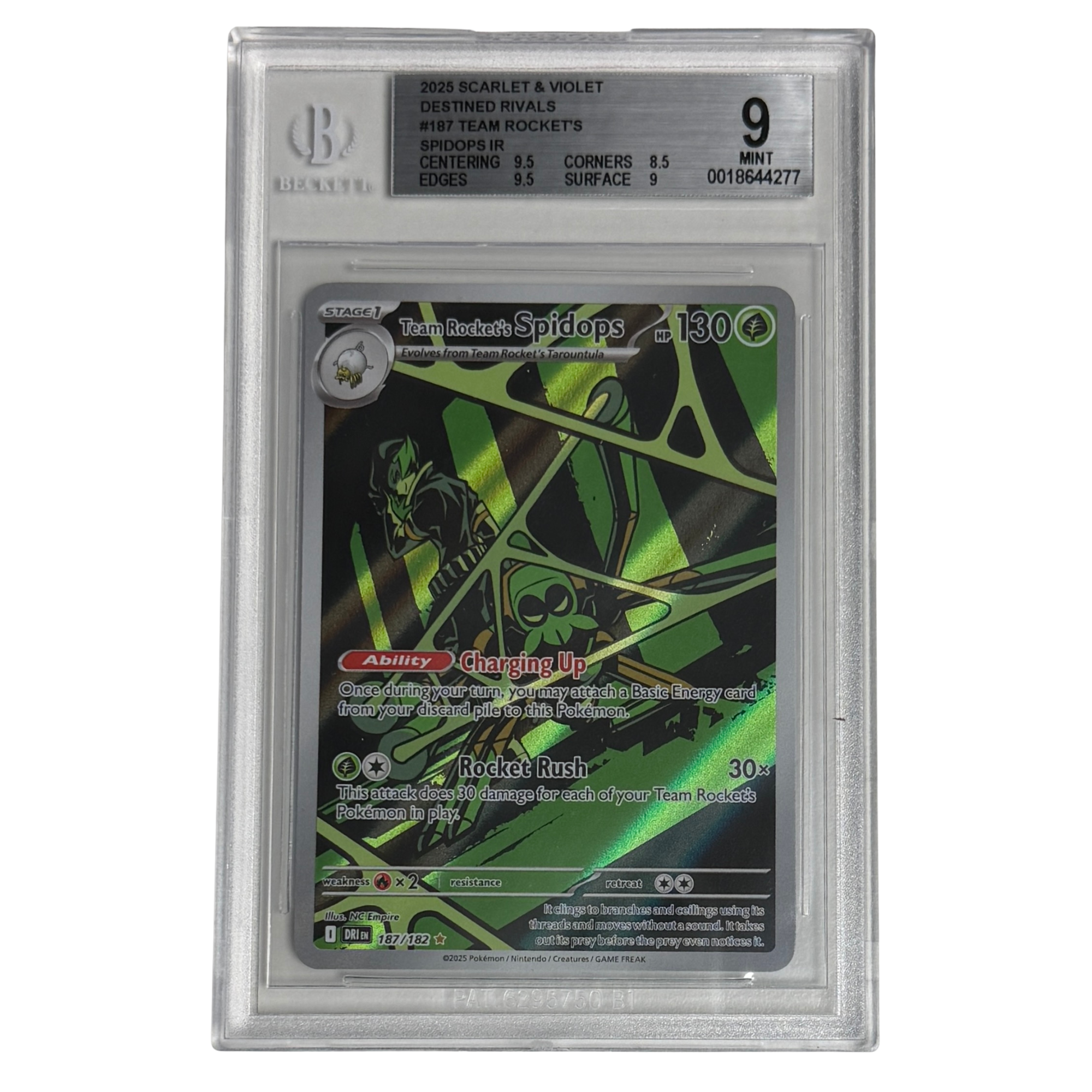 Pokémon - Team Rocket’s Spidops IR #187 (Destined Rivals) – BGS 9 Mint