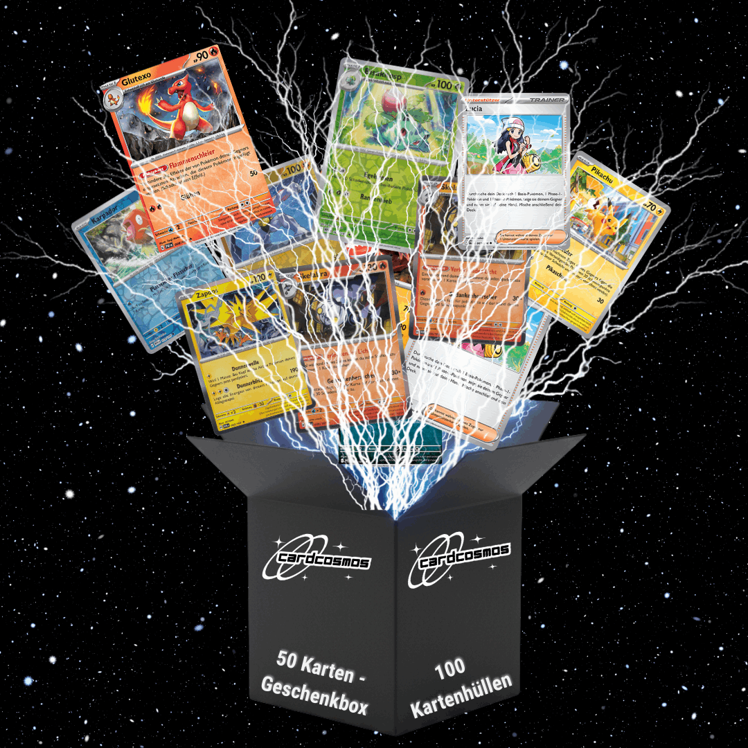 Pokémon Karten Set Deutsch – 50 Karten inkl. 6 Holo + 100 Kartenhüllen
