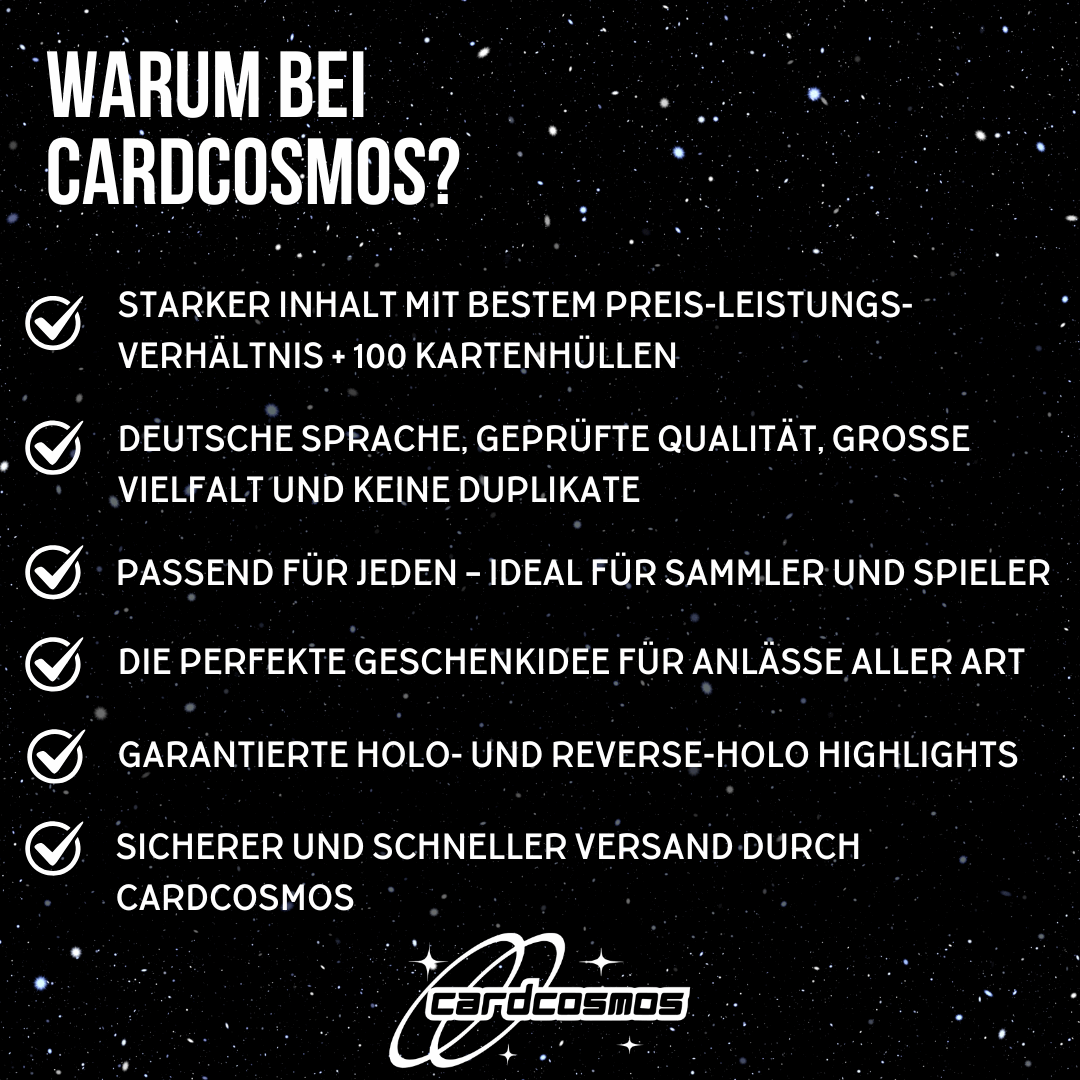 Pokémon Karten Set Deutsch – 100 Karten inkl. 12 Holo + 100 Kartenhüllen