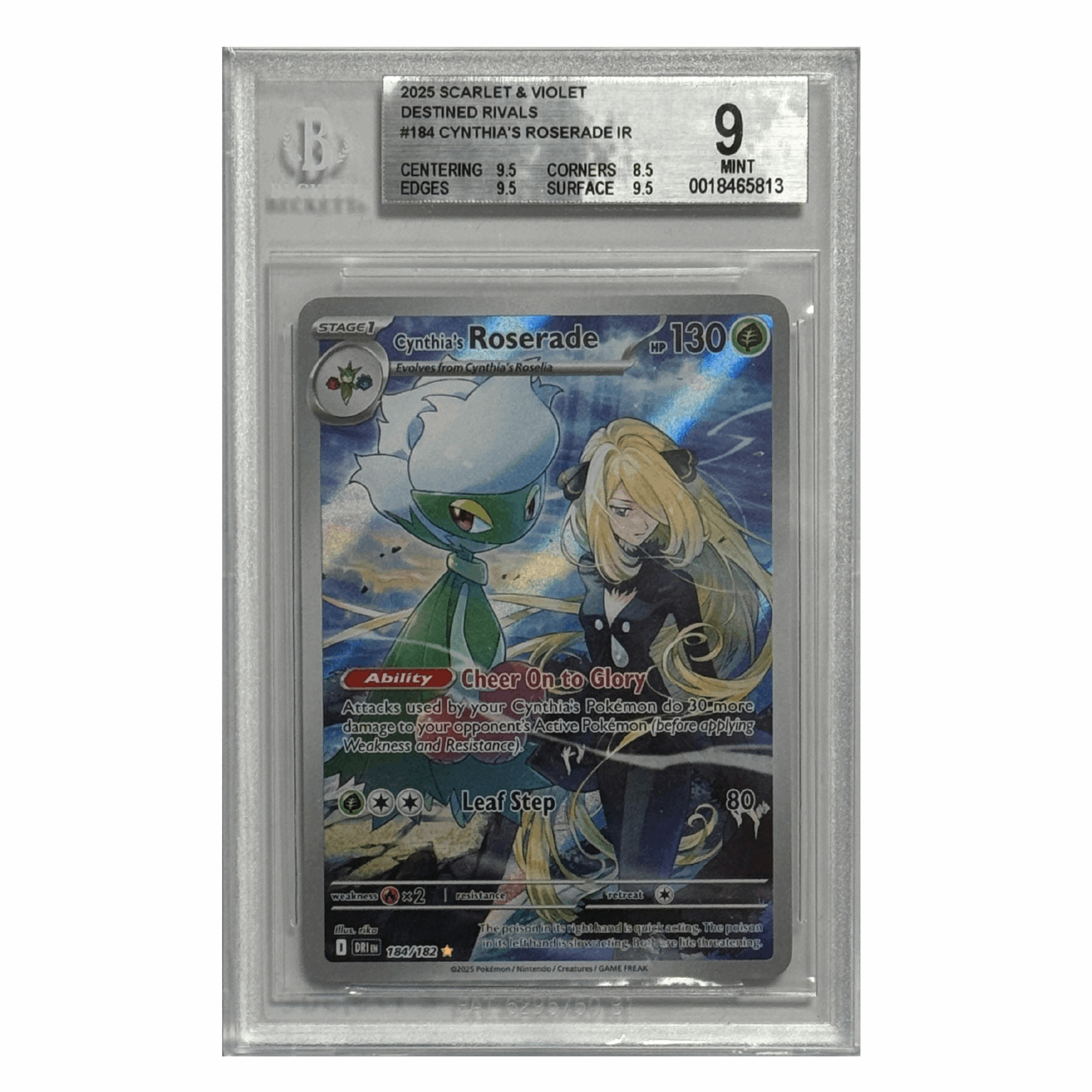 Pokémon - Cynthia’s Roserade IR #184 (Destined Rivals) – BGS 9 Mint