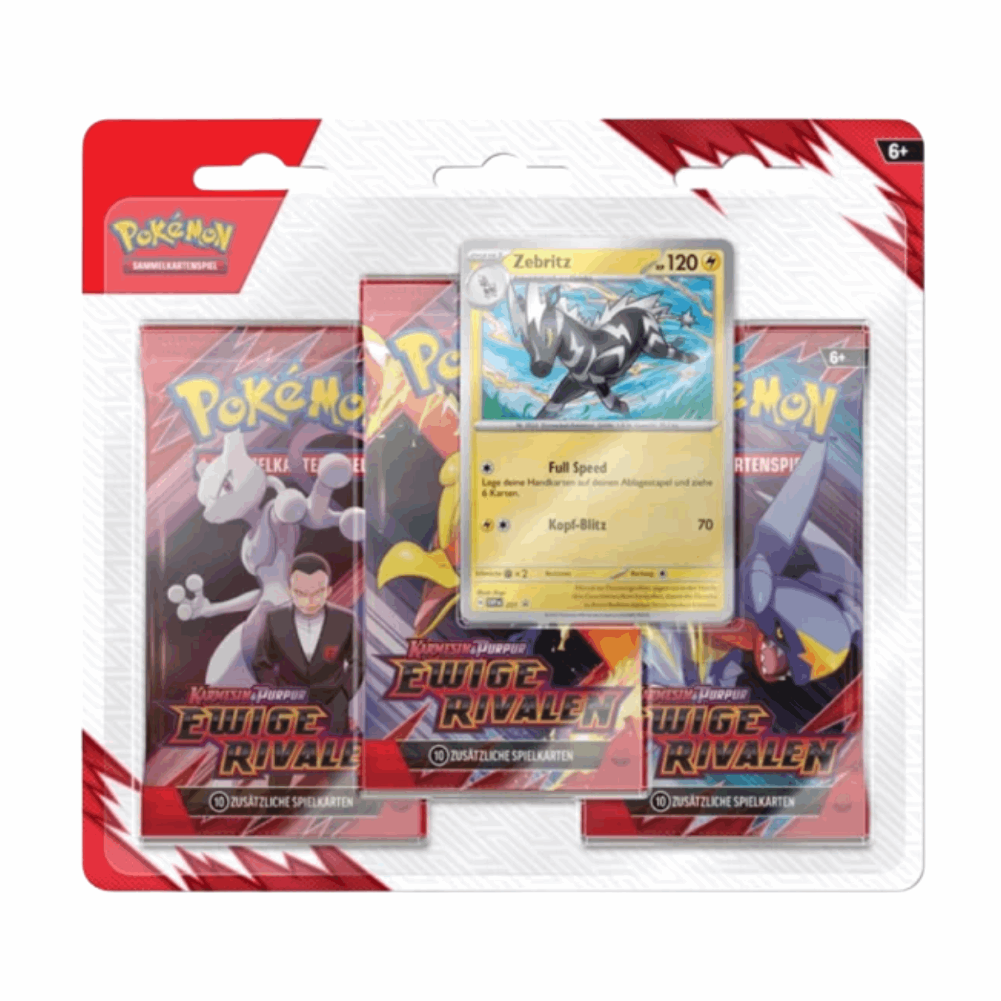 Pokémon - Karmesin & Purpur: Ewige Rivalen 3-Pack Blister - Zebritz - DE