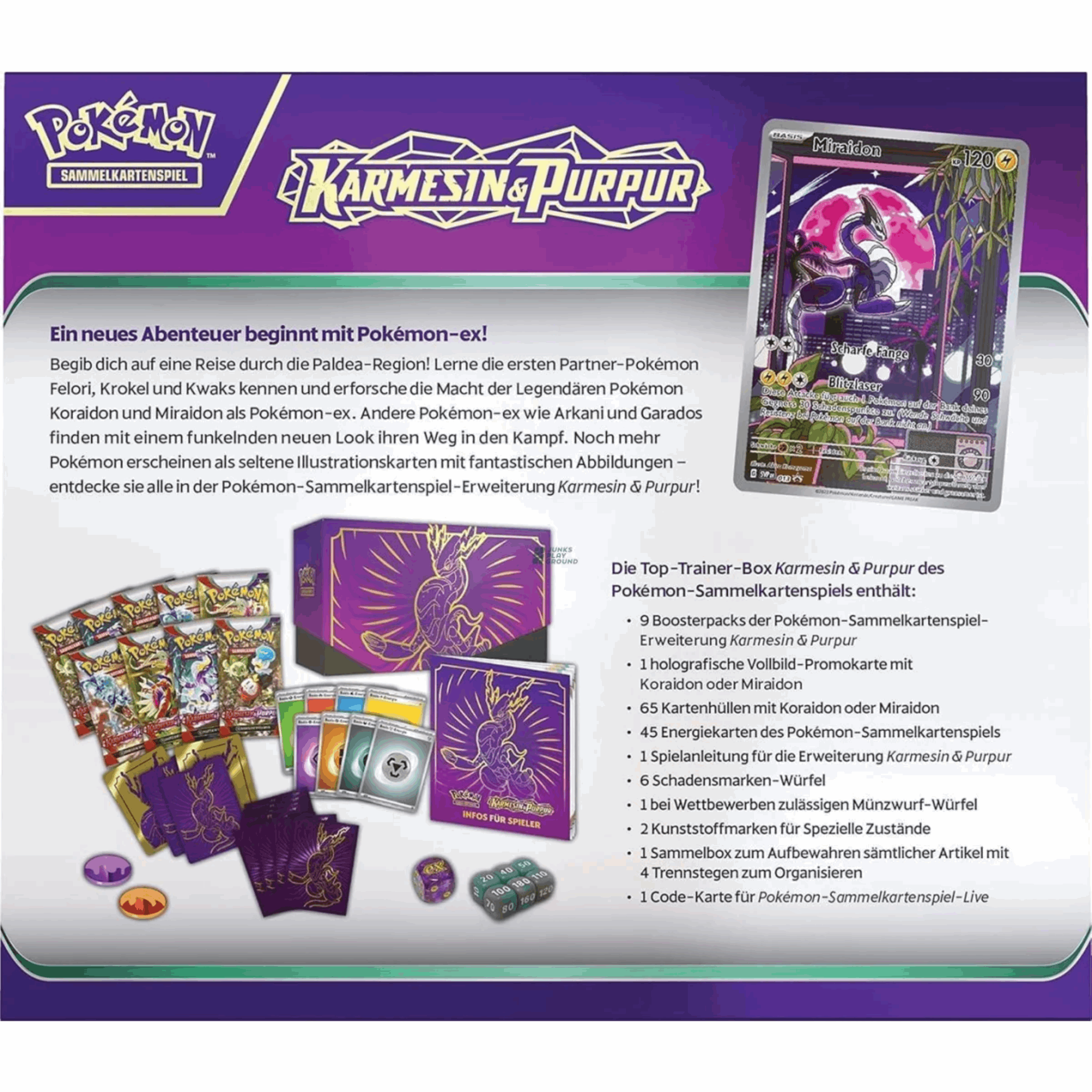 Pokémon - Karmesin & Purpur: Miraidon Top Trainer Box - DE Inhalt