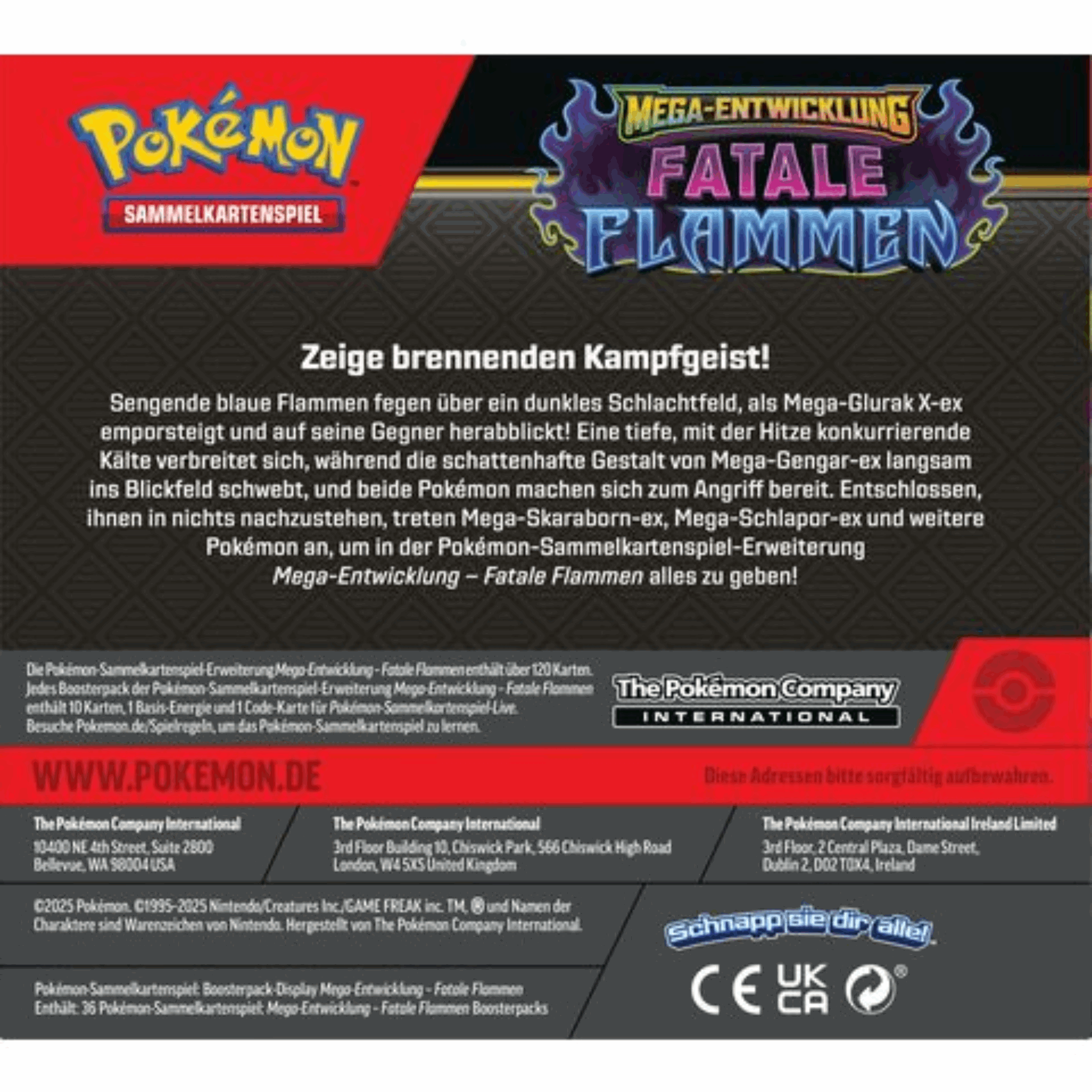 Pokémon - Mega-Entwicklung Fatale Flammen Booster Box - DE Rückseite