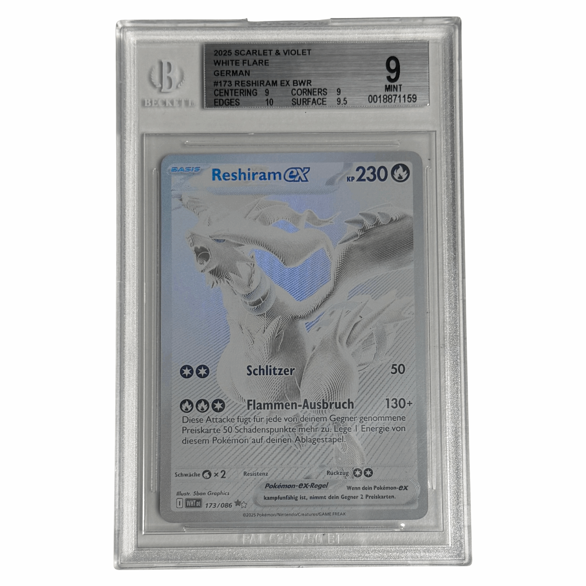 Pokémon - Reshiram ex BWR #173 (White Flare) – BGS 9 Mint