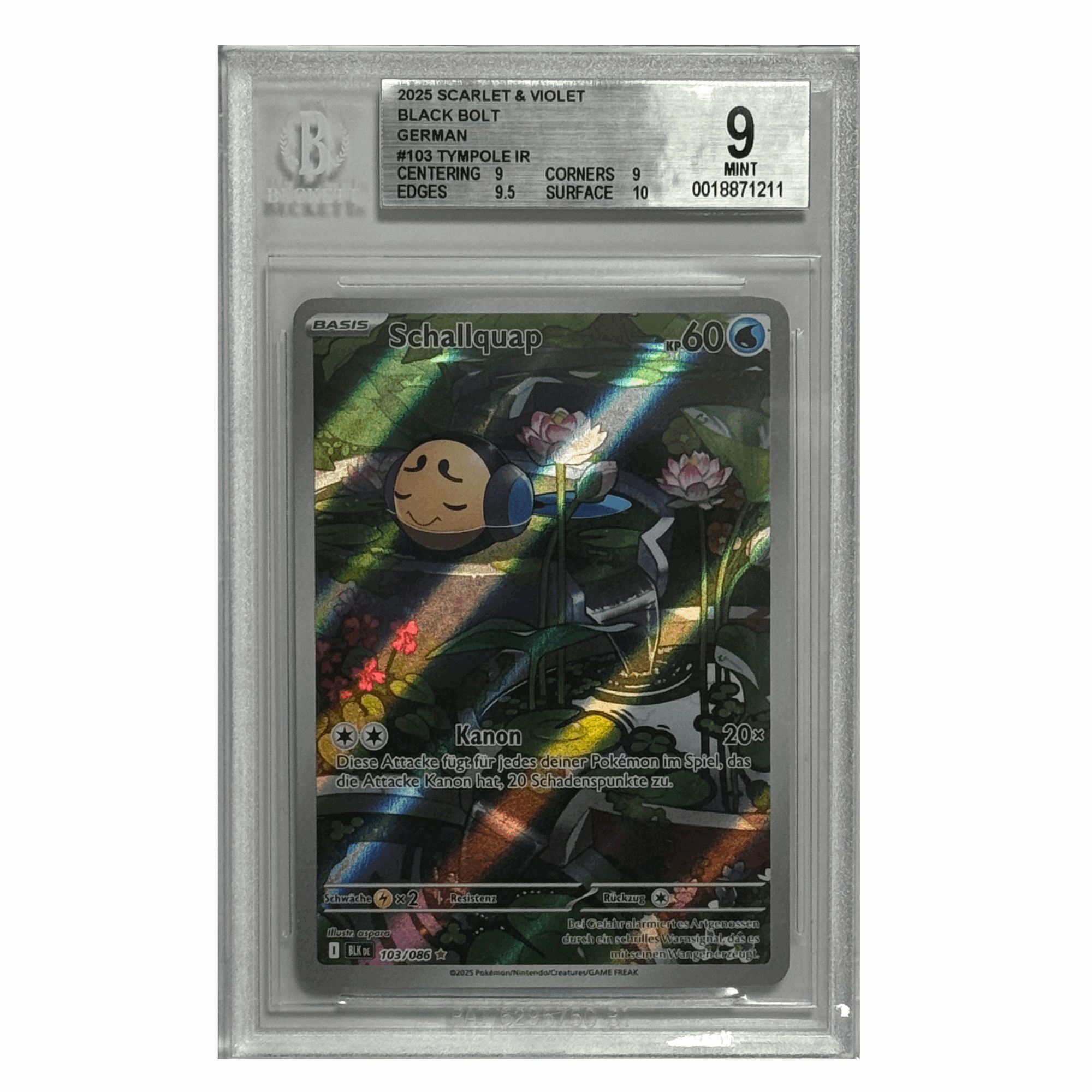 Pokémon - Schallquap IR #103 (Black Bolt) – BGS 9 Mint