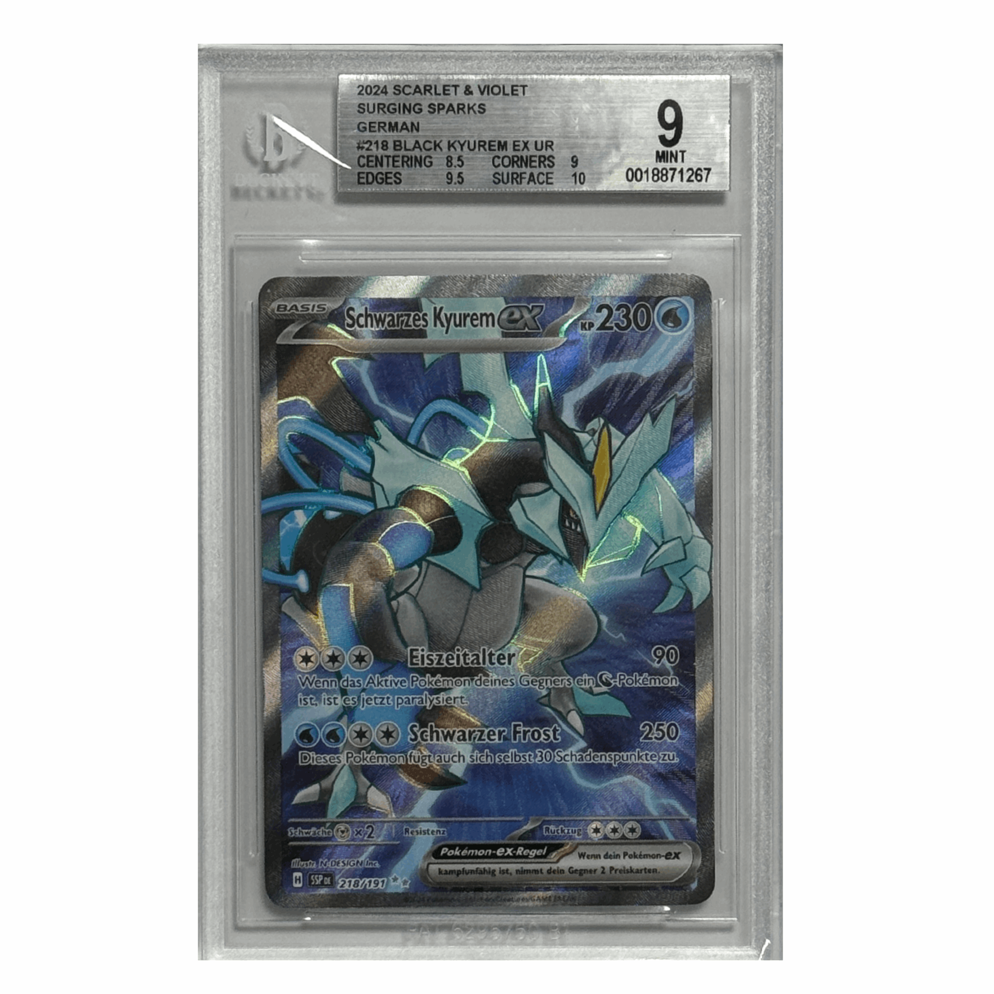 Pokémon - Schwarzes Kyurem ex UR #218 (Surging Sparks) – BGS 9 Mint