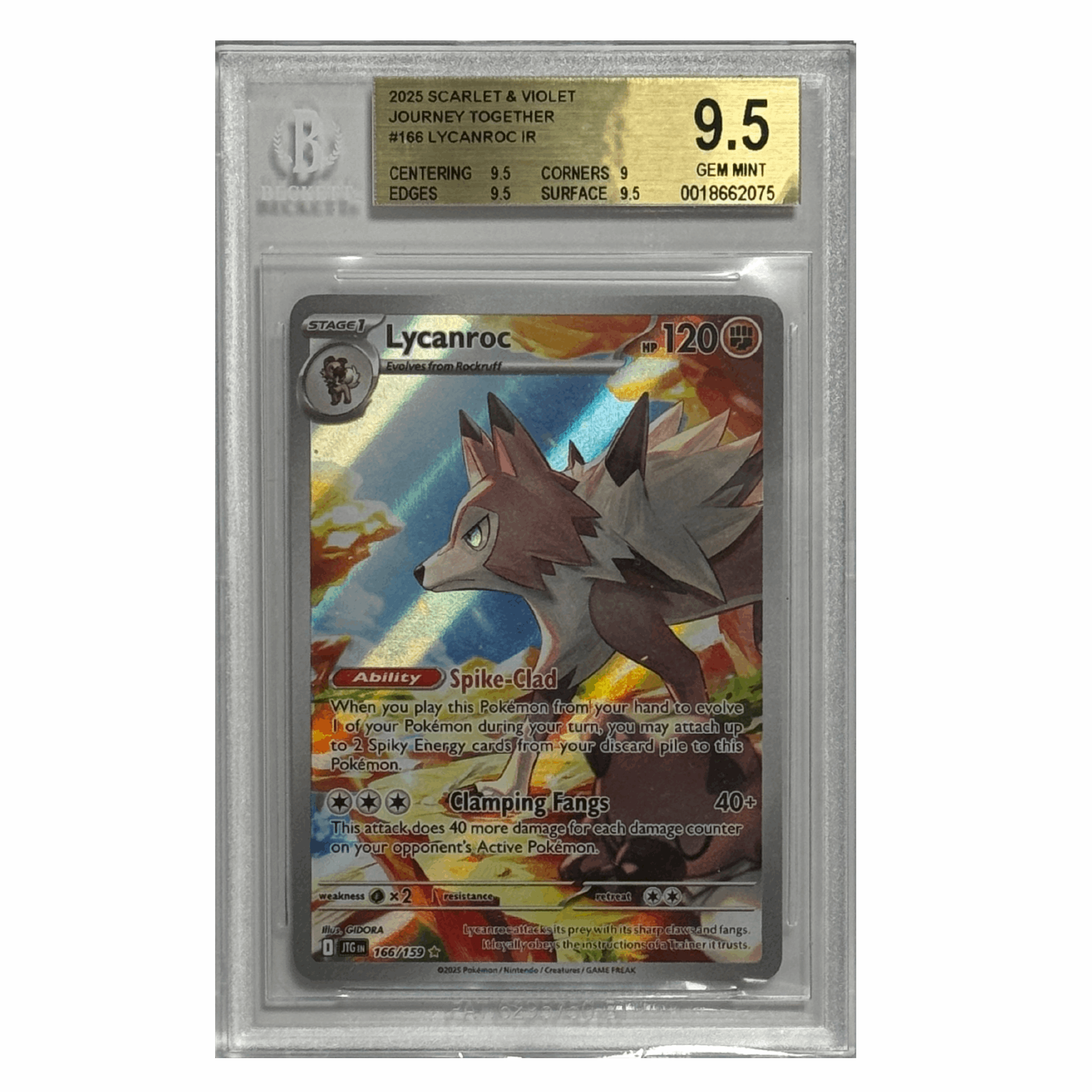 Pokémon – Lycanroc IR #166 (Journey Together) – BGS 9.5 Gem Mint