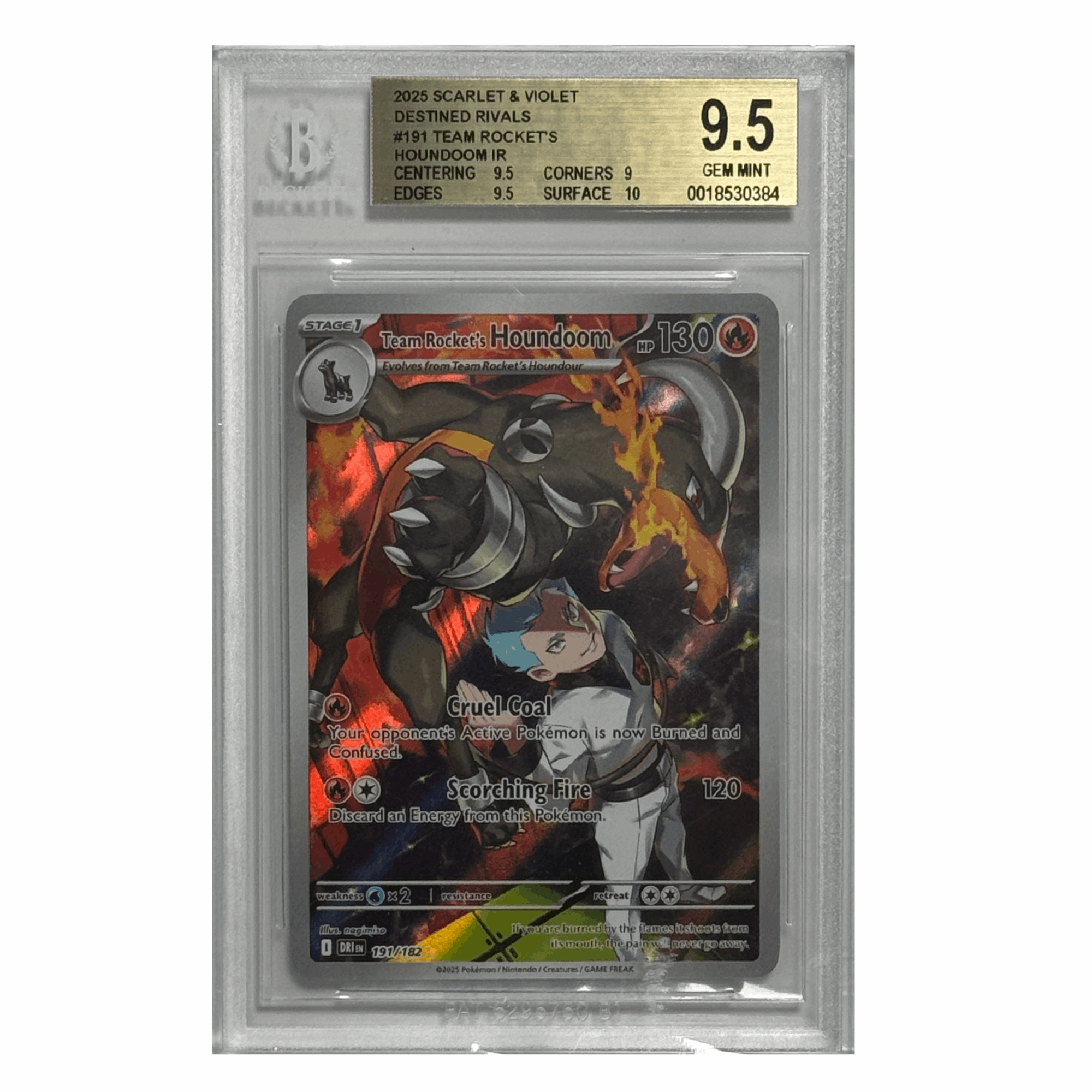 Pokémon – Team Rocket’s Houndoom IR #191 (Destined Rivals) – BGS 9.5 Gem Mint
