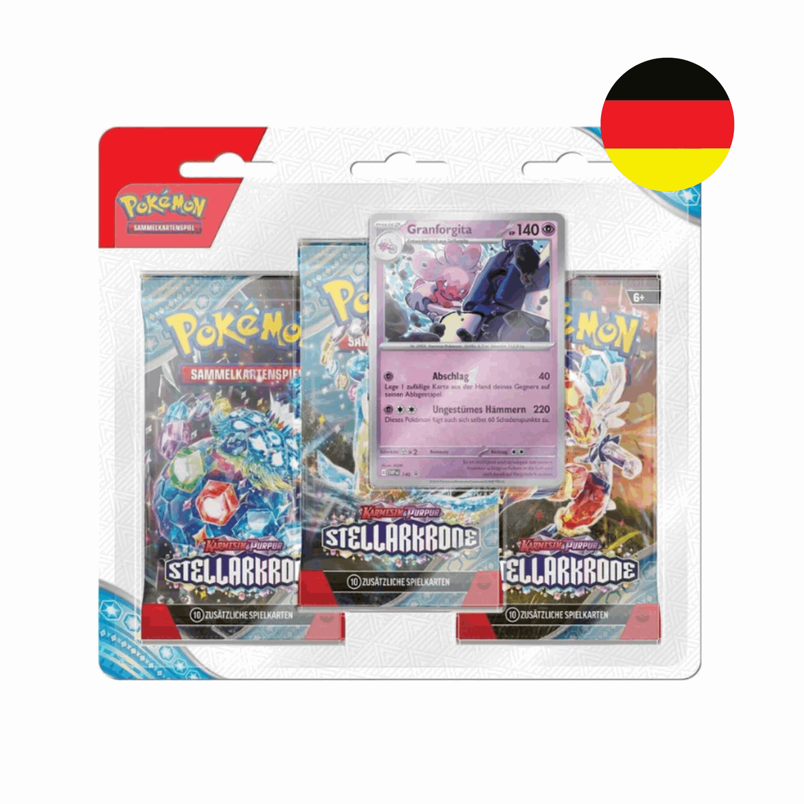 Pokémon - Karmesin & Purpur: Stellarkrone 3-Pack Blister - Granforgita - DE - cardcosmos