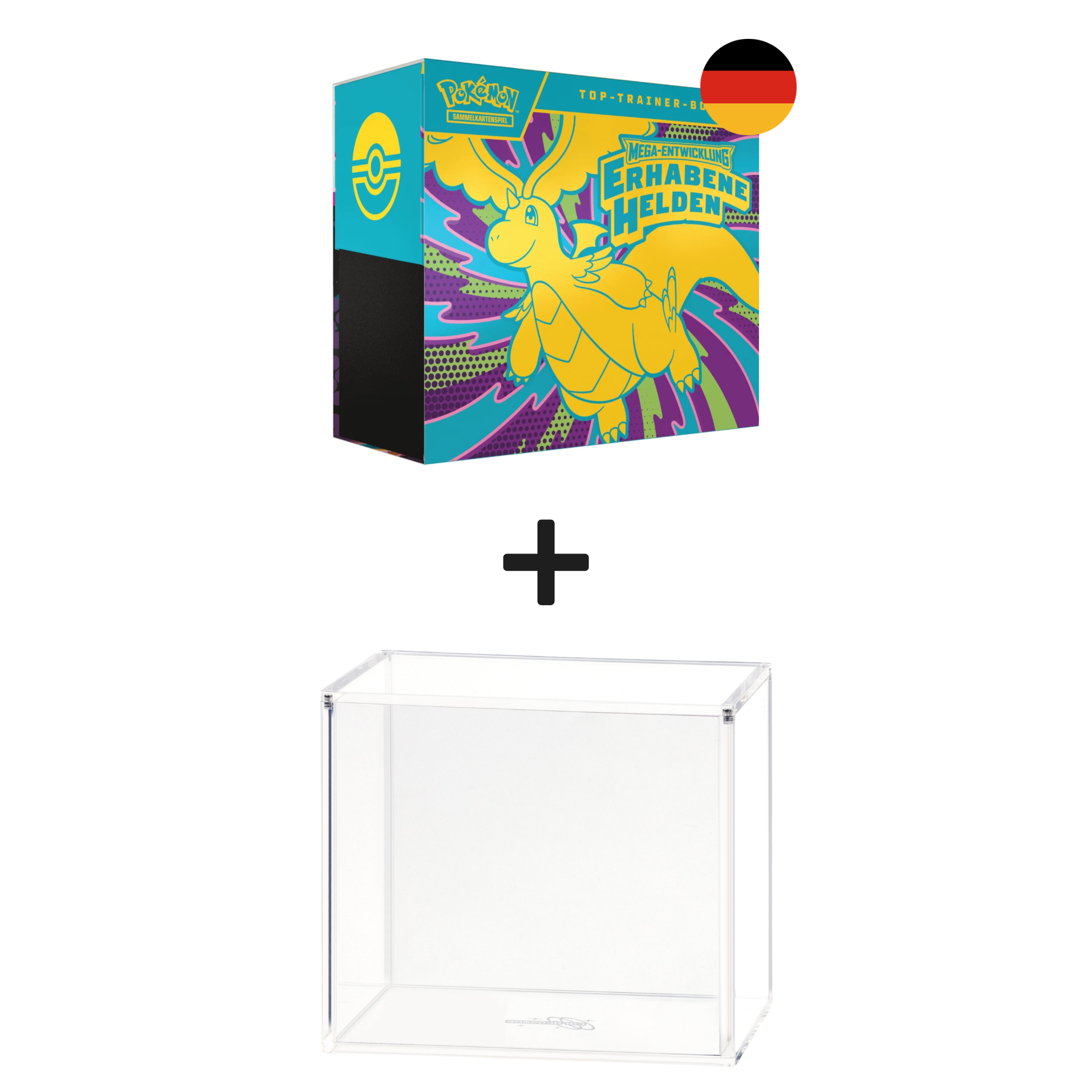 Pokémon Erhabene Helden Top Trainer Box DE + Acryl Case Bundle