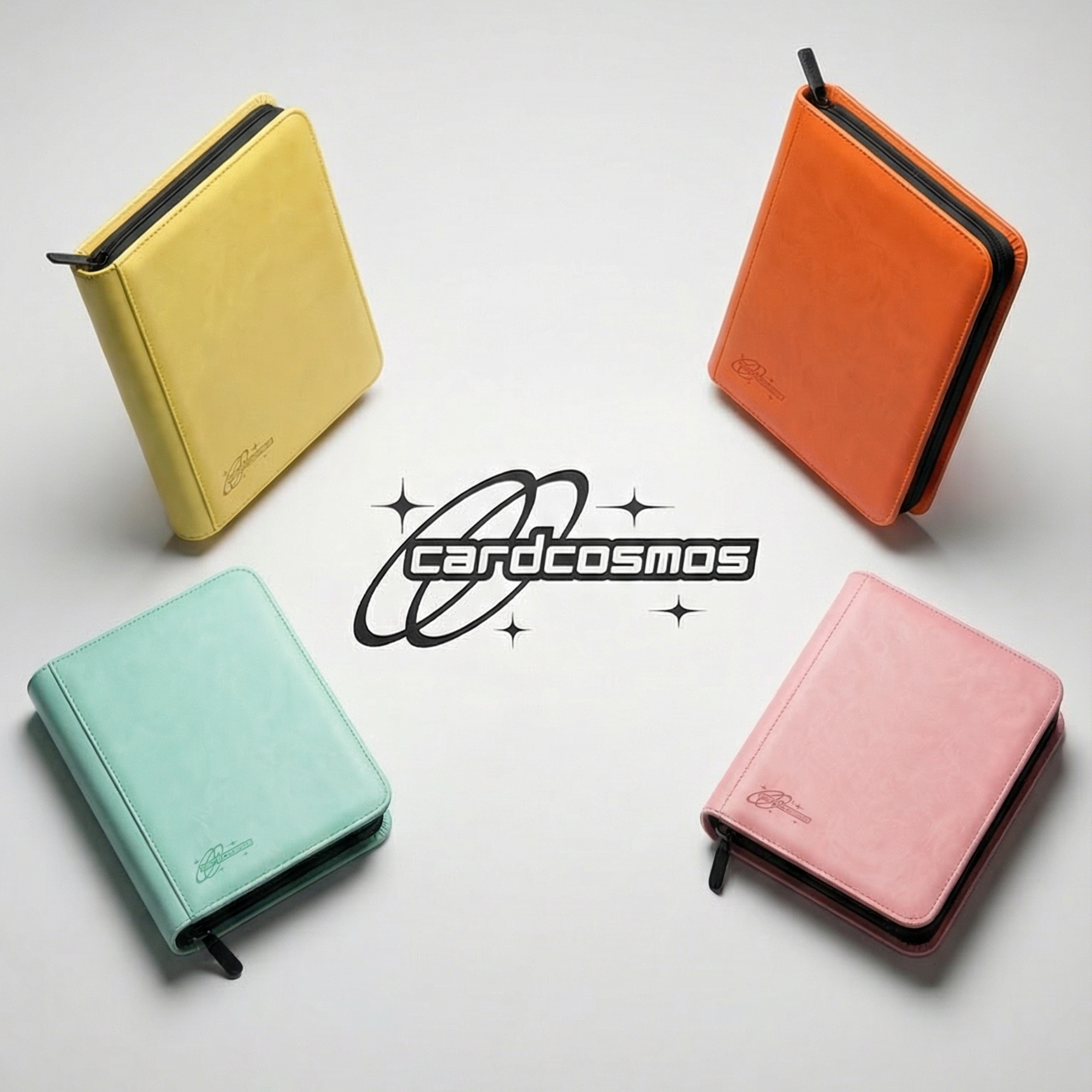 cardcosmos - 9 Pocket Zip Premium Leather Binder - Yellow