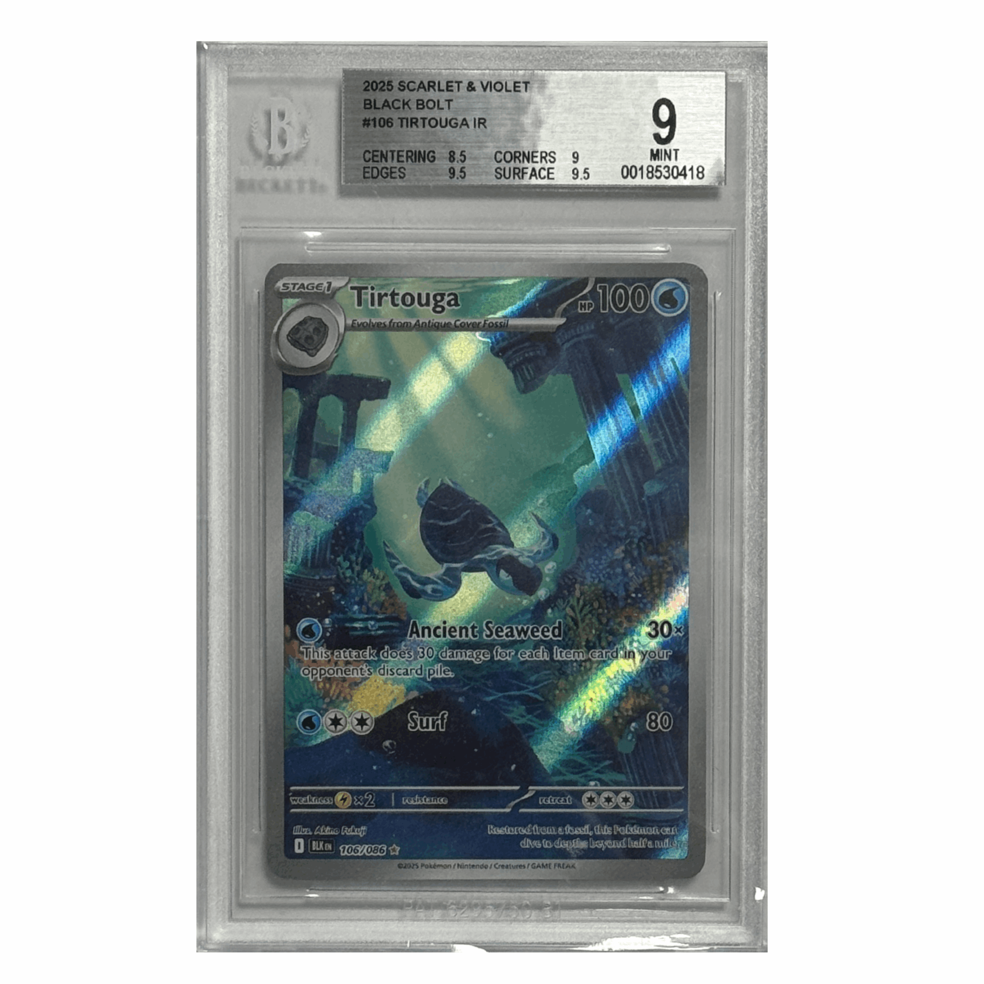 Pokémon - Tirtouga IR #106 (Black Bolt) – BGS 9 Mint