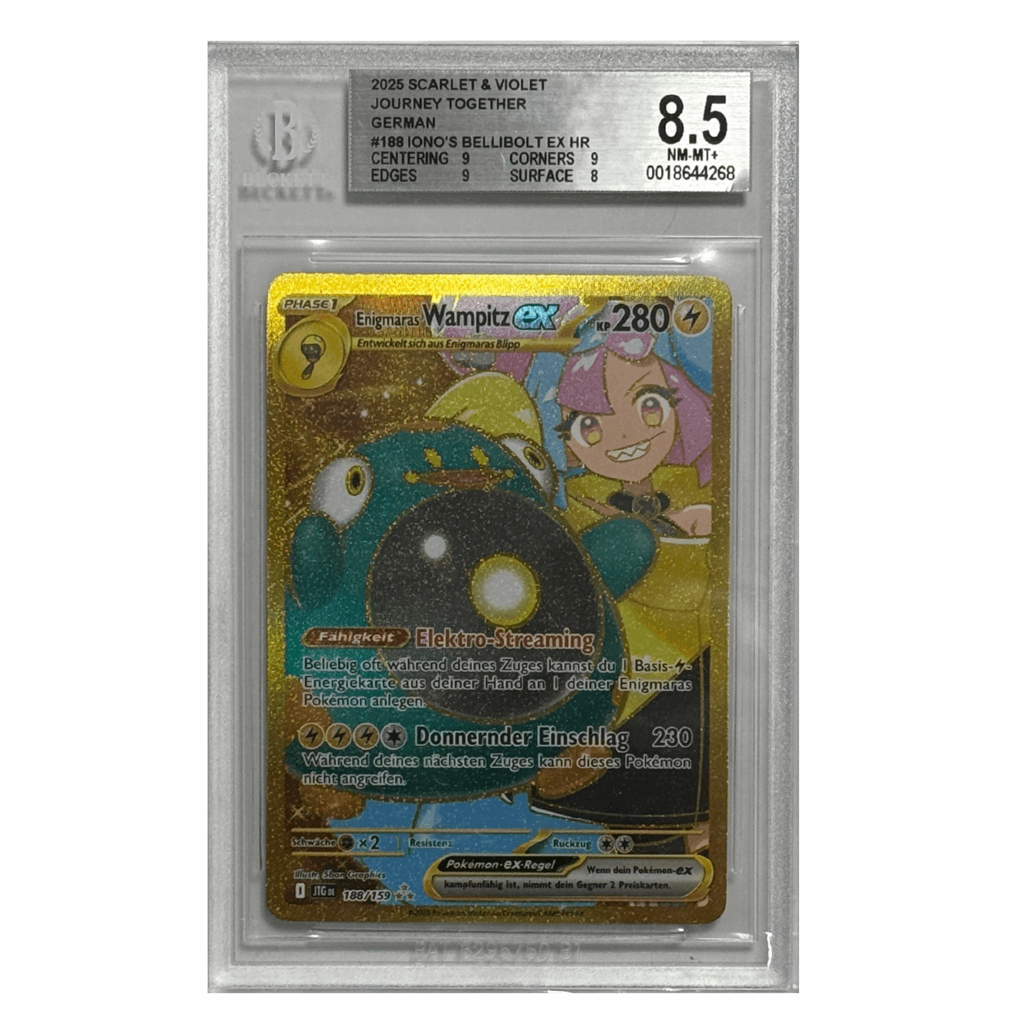 Pokémon - Enigmaras Wampitz ex HR #188 (Journey Together) – BGS 8.5 NM-MT+