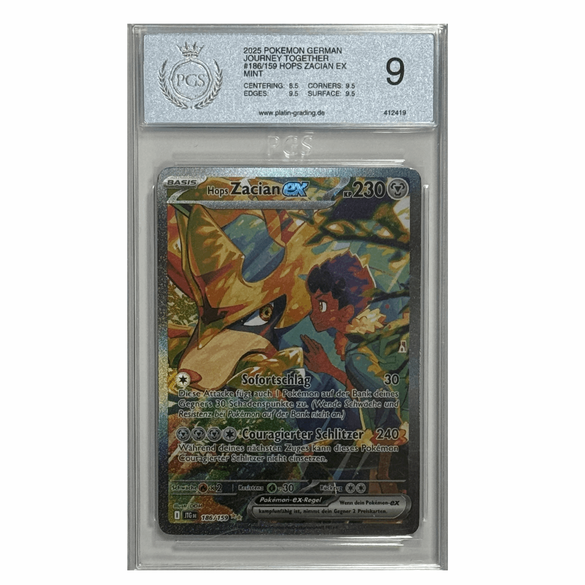 Pokémon - Hop’s Zacian ex #186 (Journey Together) – PGS 9 Mint