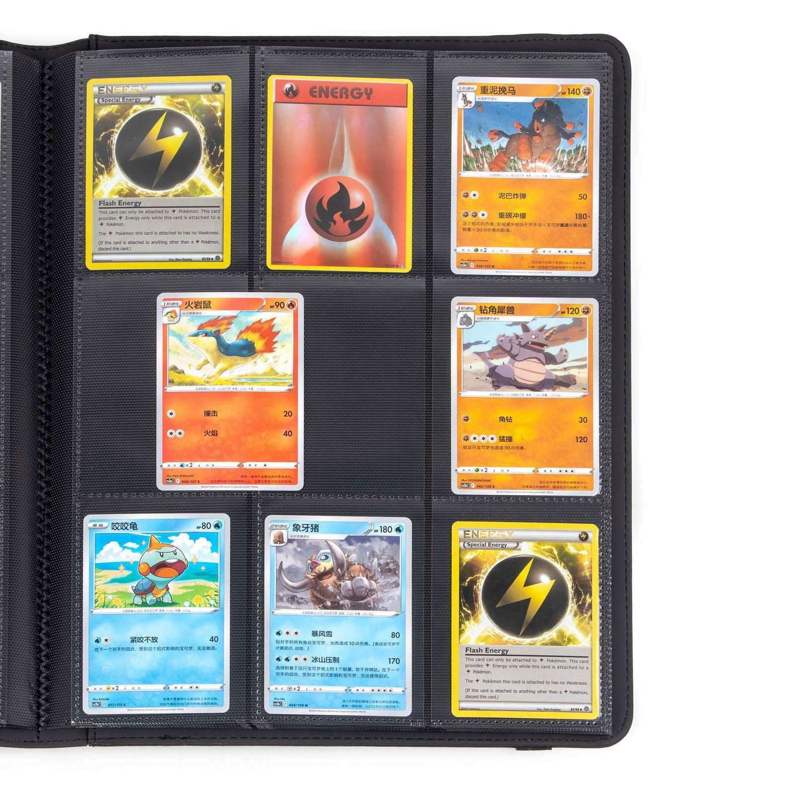 cardcosmos - 9 Pocket Strap Premium Leather Binder - Schwarz - cardcosmos