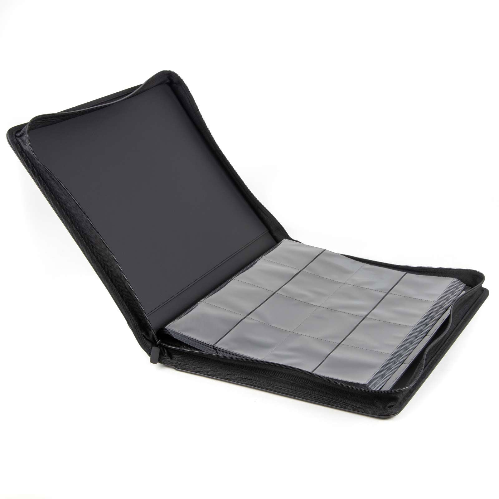 cardcosmos - 16 Pocket Zip Premium Leather Binder - Schwarz - cardcosmos