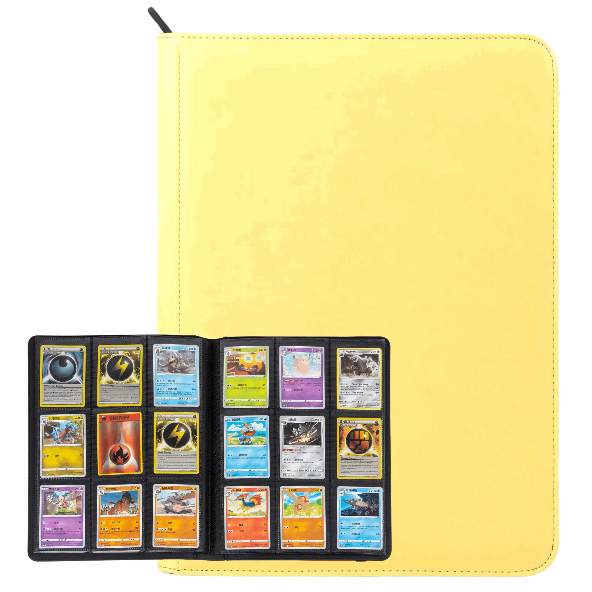 cardcosmos - 9 Pocket Zip Premium Leather Binder - Gelb