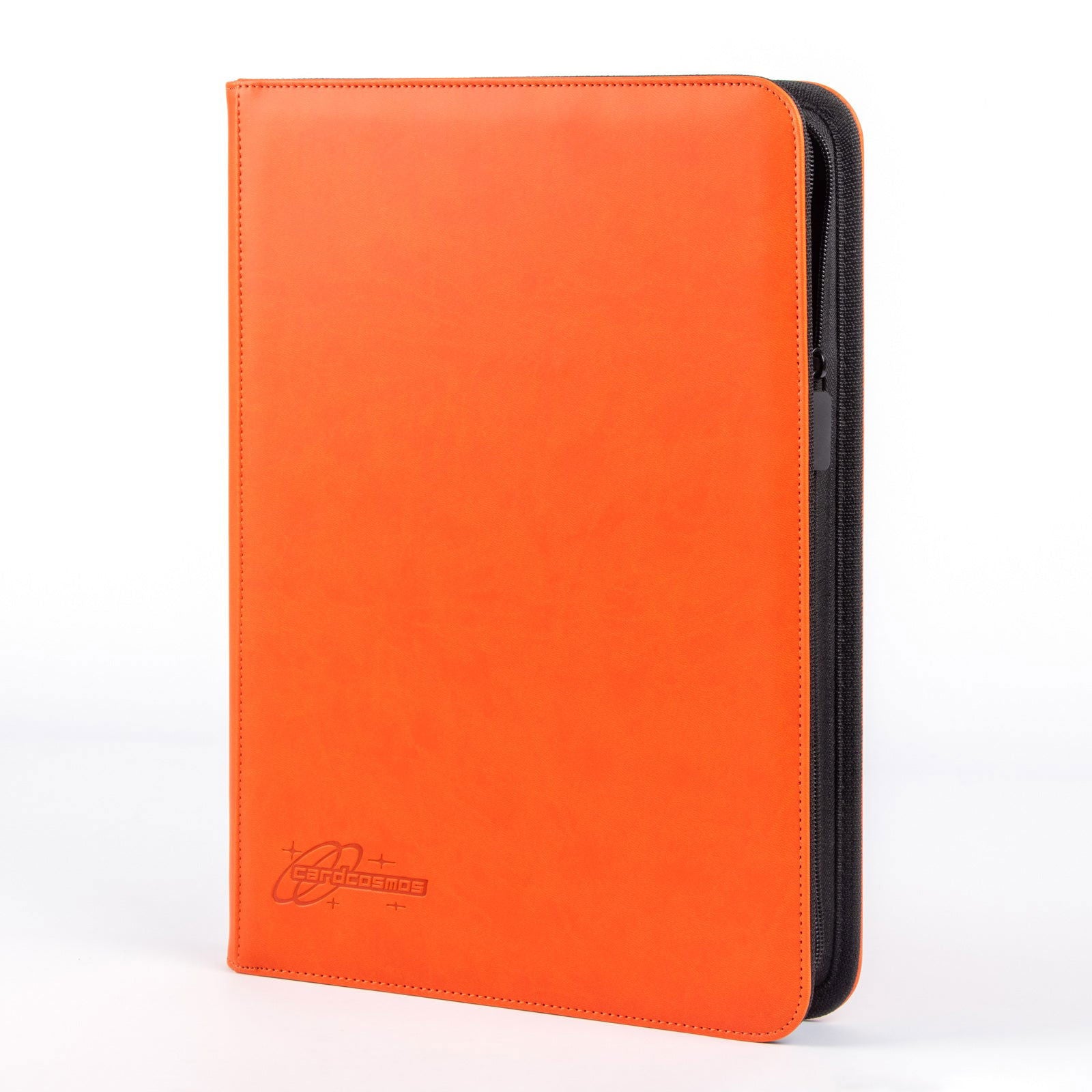 cardcosmos - 9 Pocket Zip Premium Leather Binder - Orange - cardcosmos