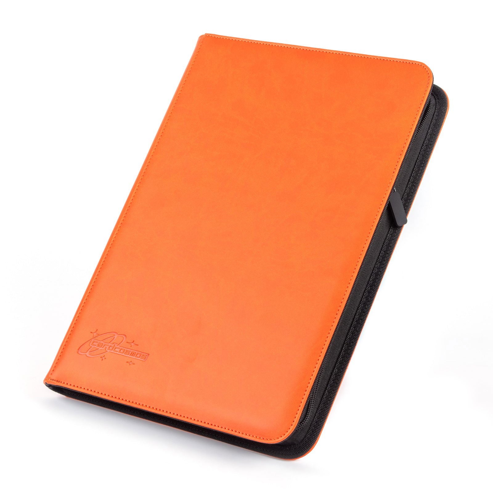 cardcosmos - 9 Pocket Zip Premium Leather Binder - Orange - cardcosmos