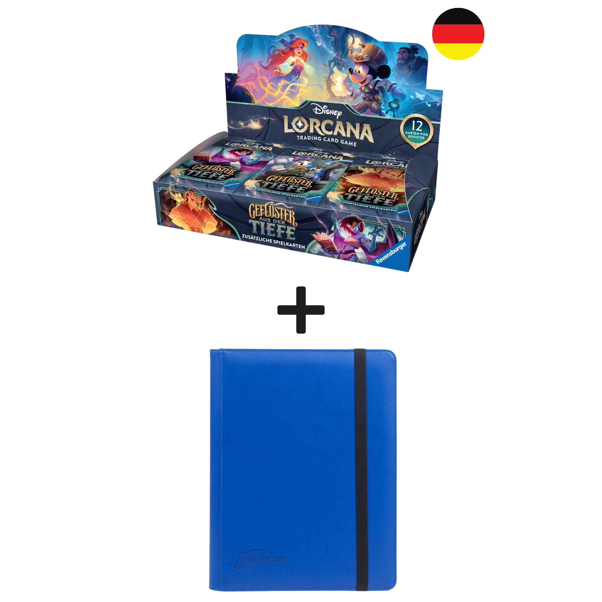 Disney Lorcana Display Geflüster aus der Tiefe + Premium Binder Blau