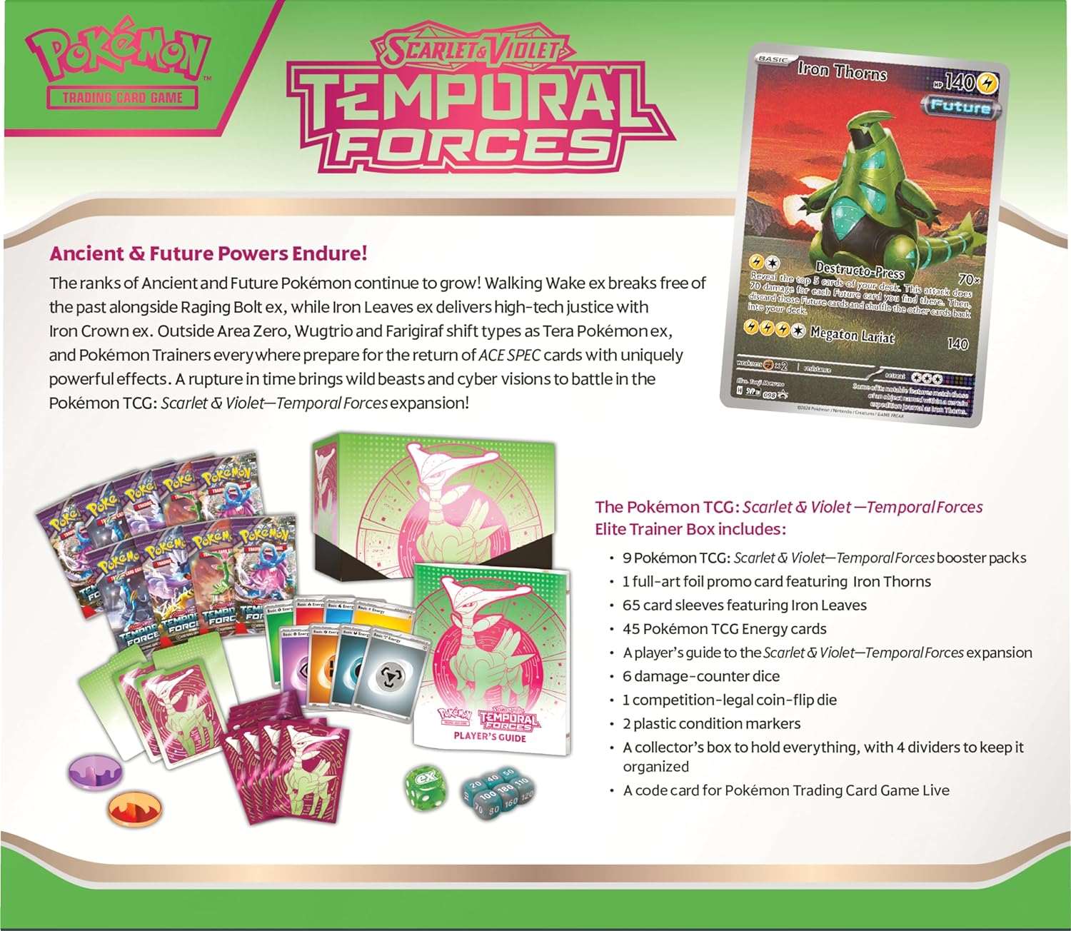 Pokémon - Scarlet & Violet: Temporal Forces Iron Leaves Elite Trainer Box - EN - CardCosmos