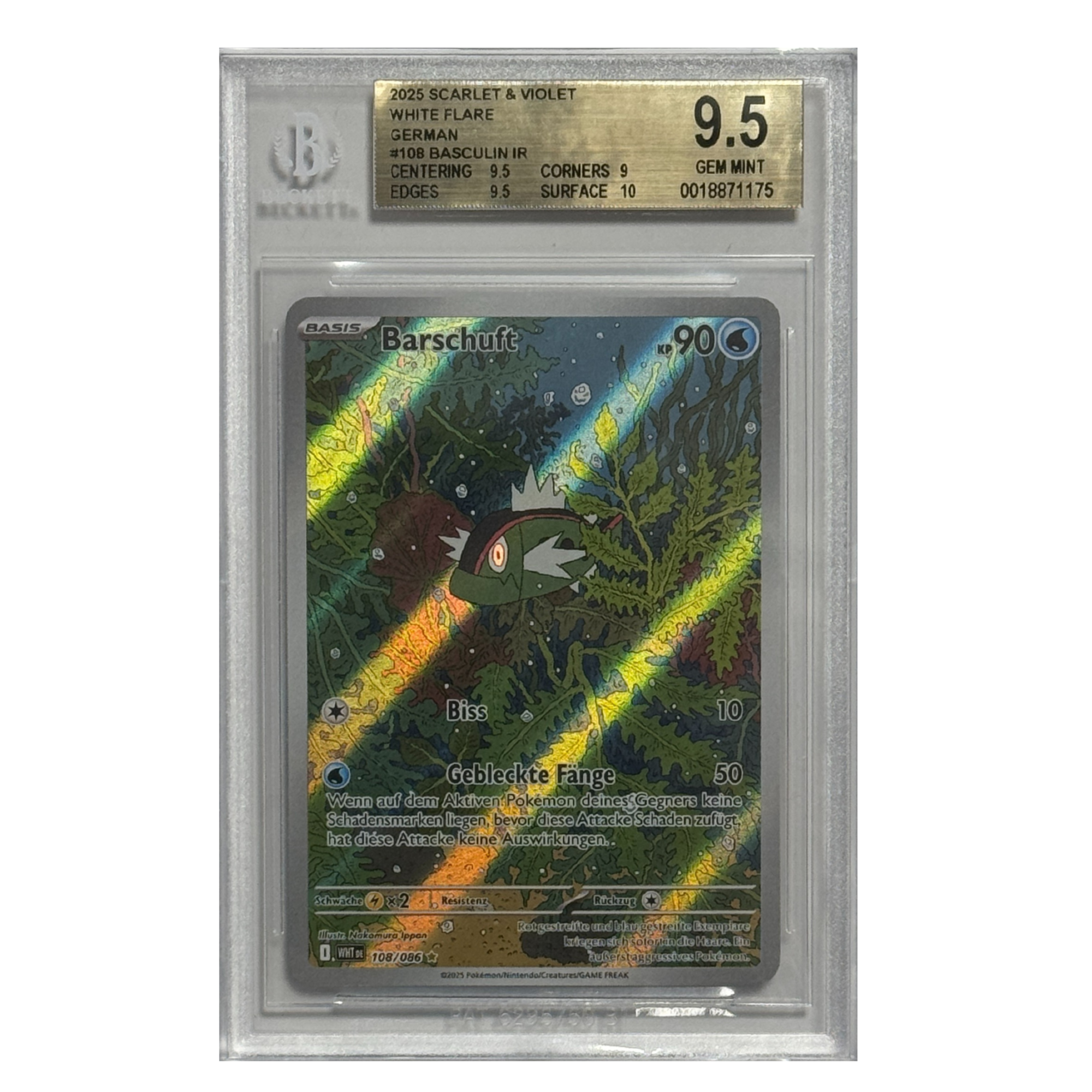 Pokémon – Barschuft IR #108 (White Flare) – BGS 9.5 GEM MINT - Cardcosmos