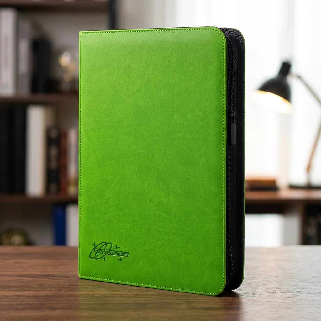 cardcosmos - 9 Pocket Strap Premium Leather Binder - Lime