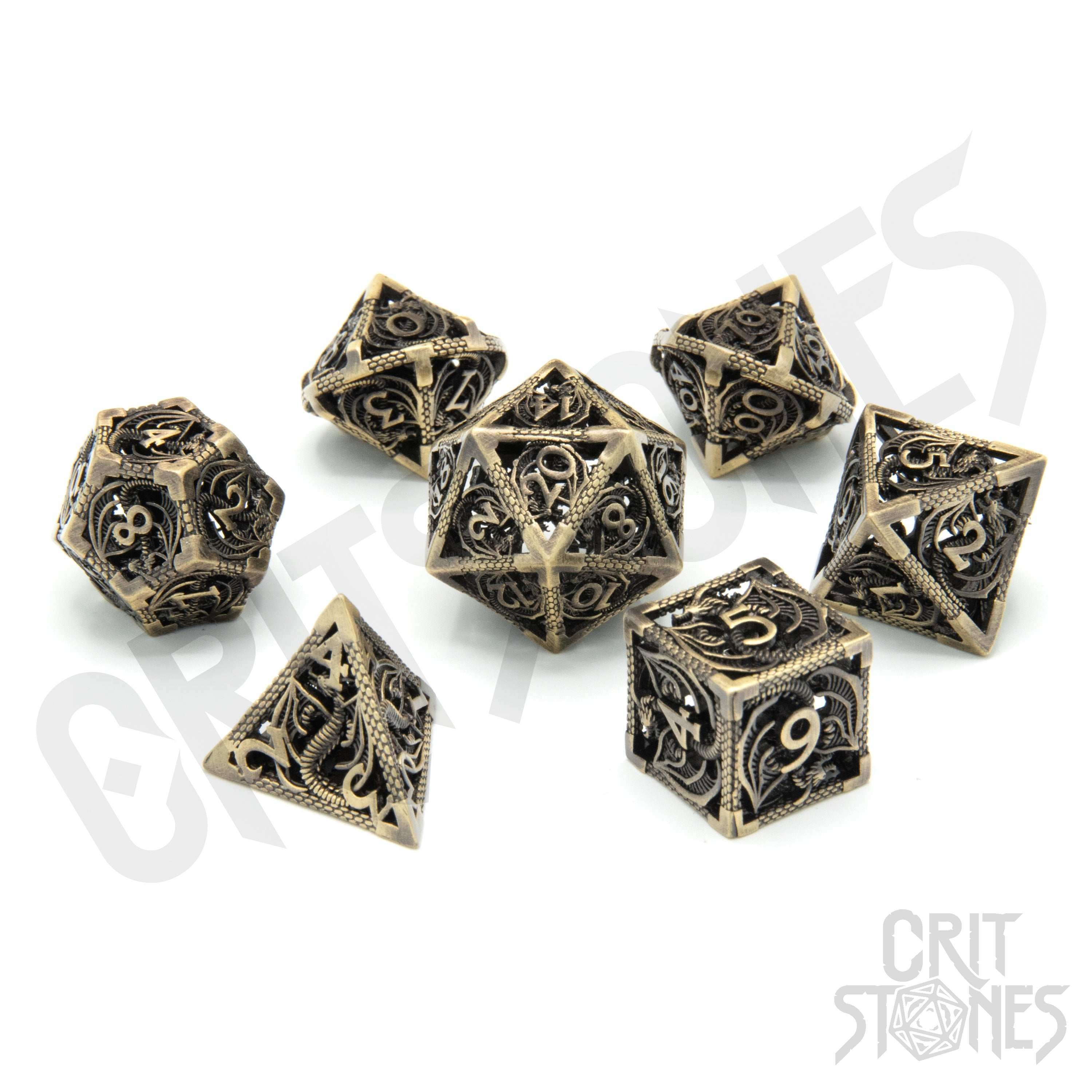 Glassstaff - Dragon's Legacy Hollow Metal RPG Dice Set - CritStones Dice