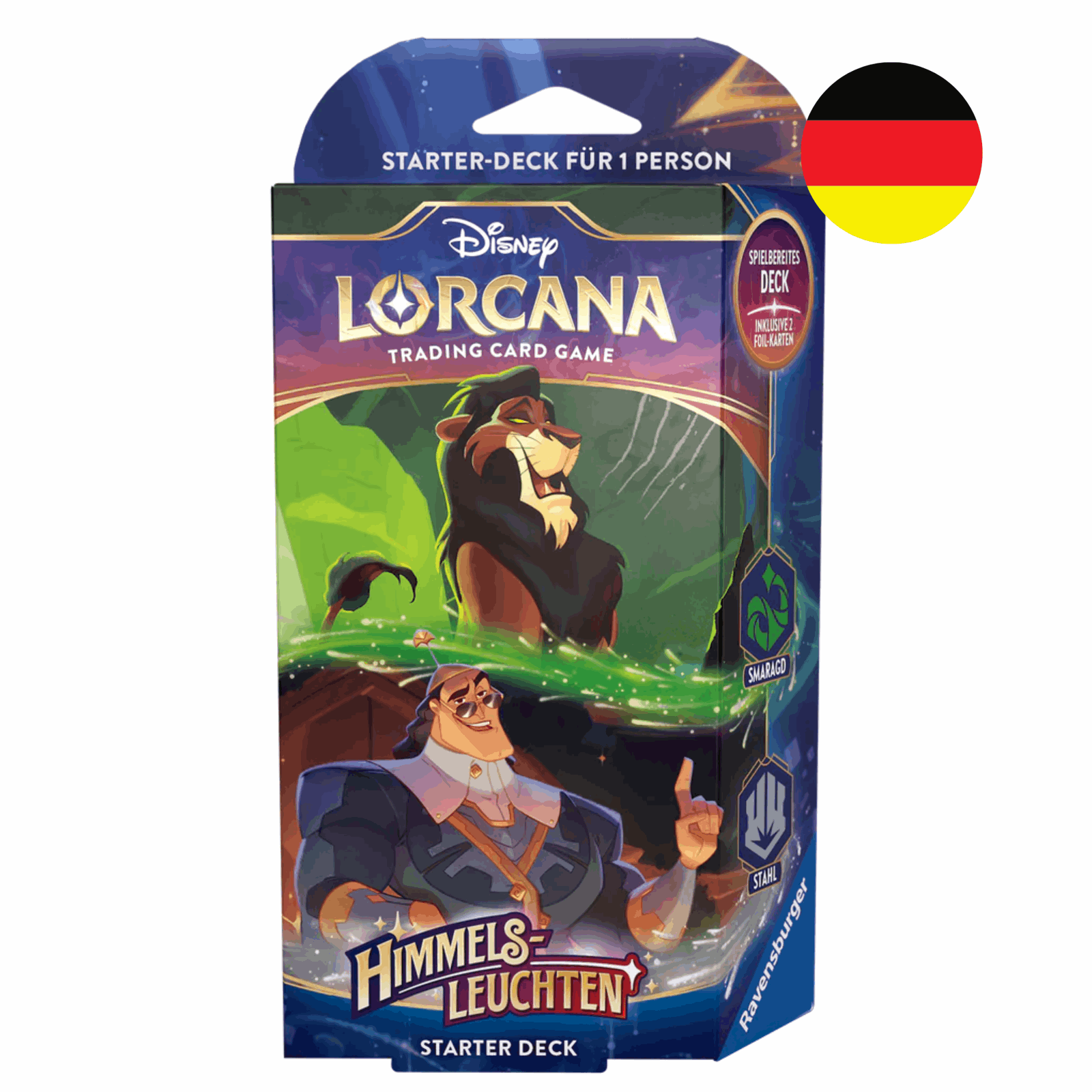 Disney Lorcana - Himmelsleuchten: Starter Deck Smaragd und Stahl - Scar und Kronk - DE - cardcosmos