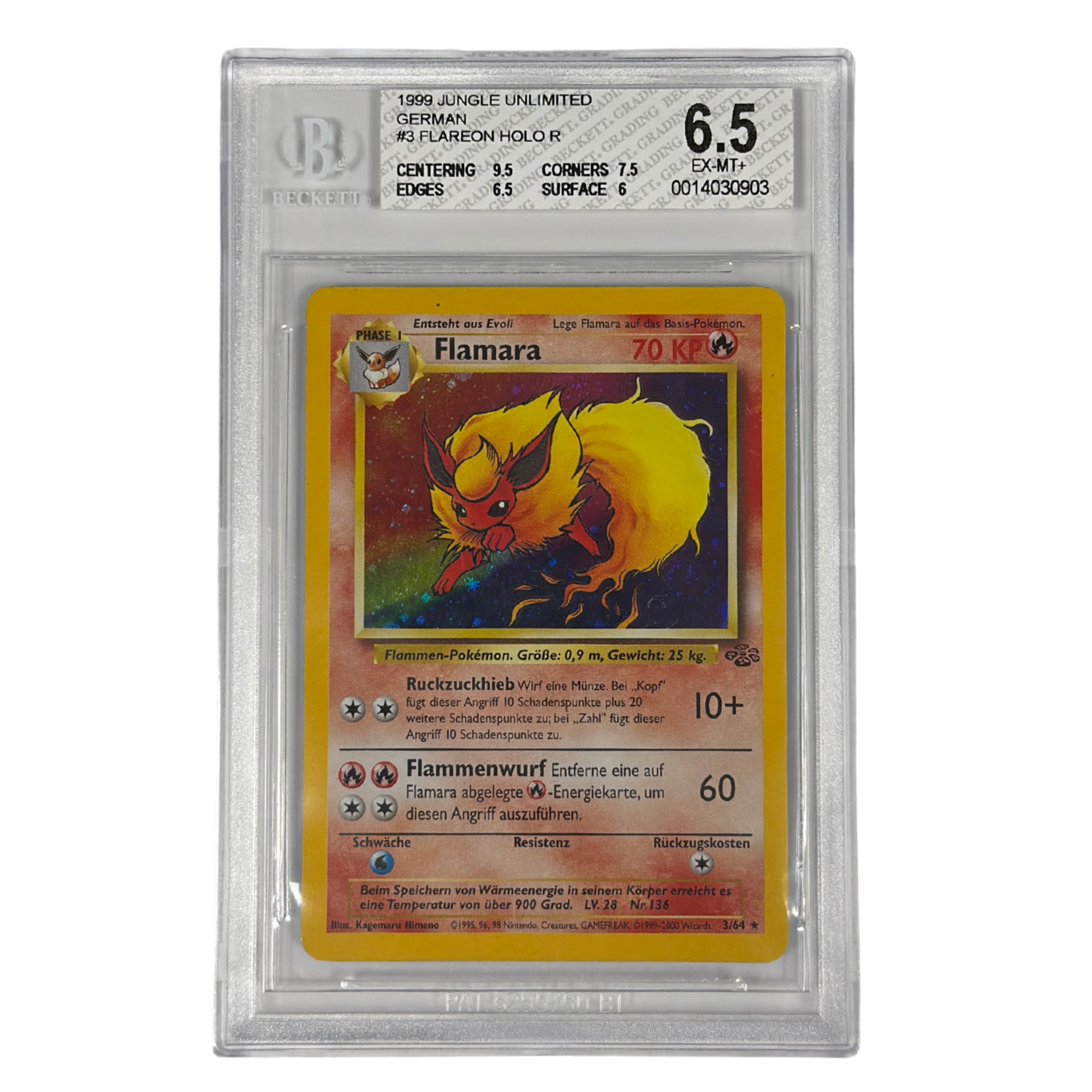 Pokémon - Flamara Holo #3/64 (Jungle Unlimited) – BGS 6.5 Excellent+