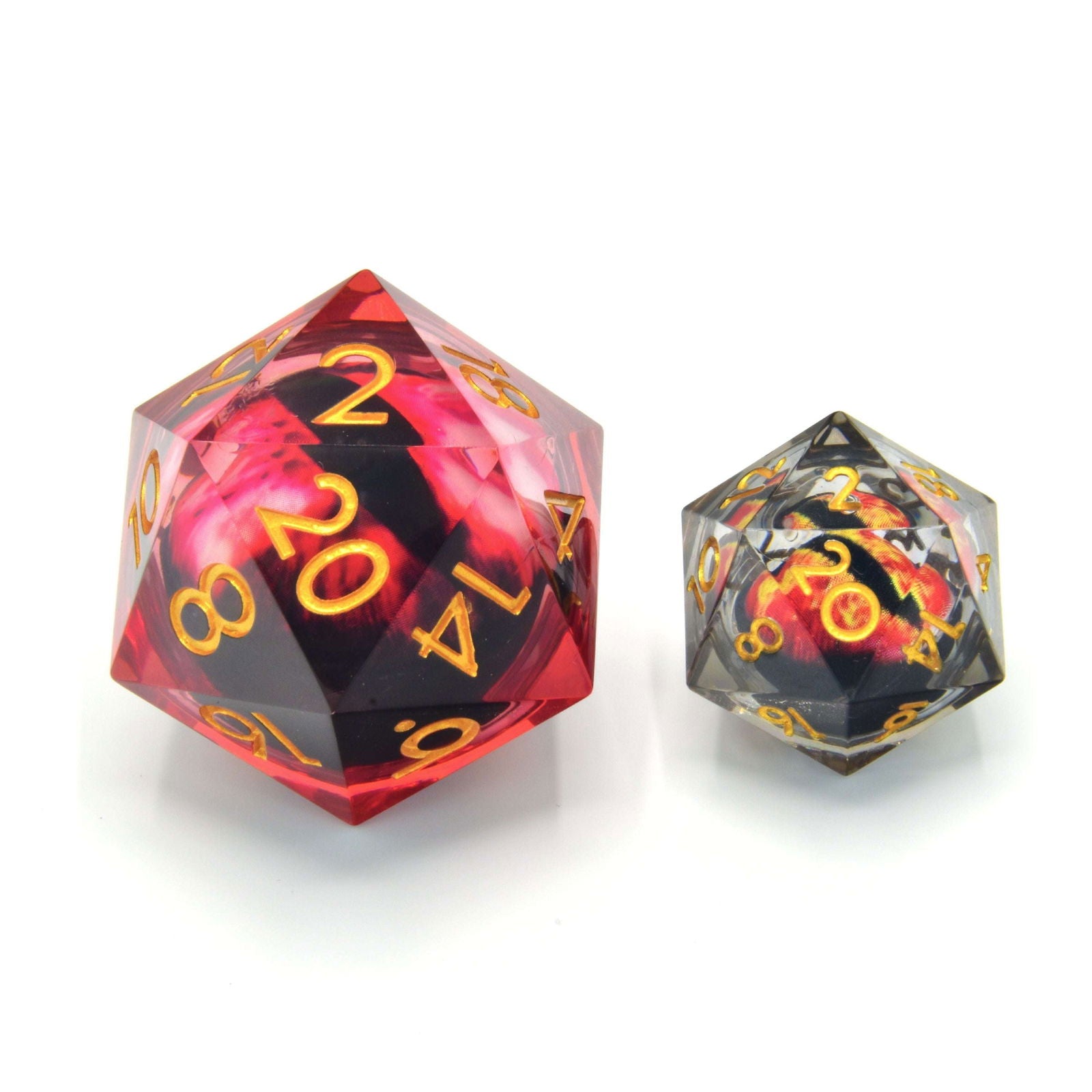Glassstaff - Blood Iris 33mm Floating Eye D20 - CritStones Dice - cardcosmos 2 Würfel