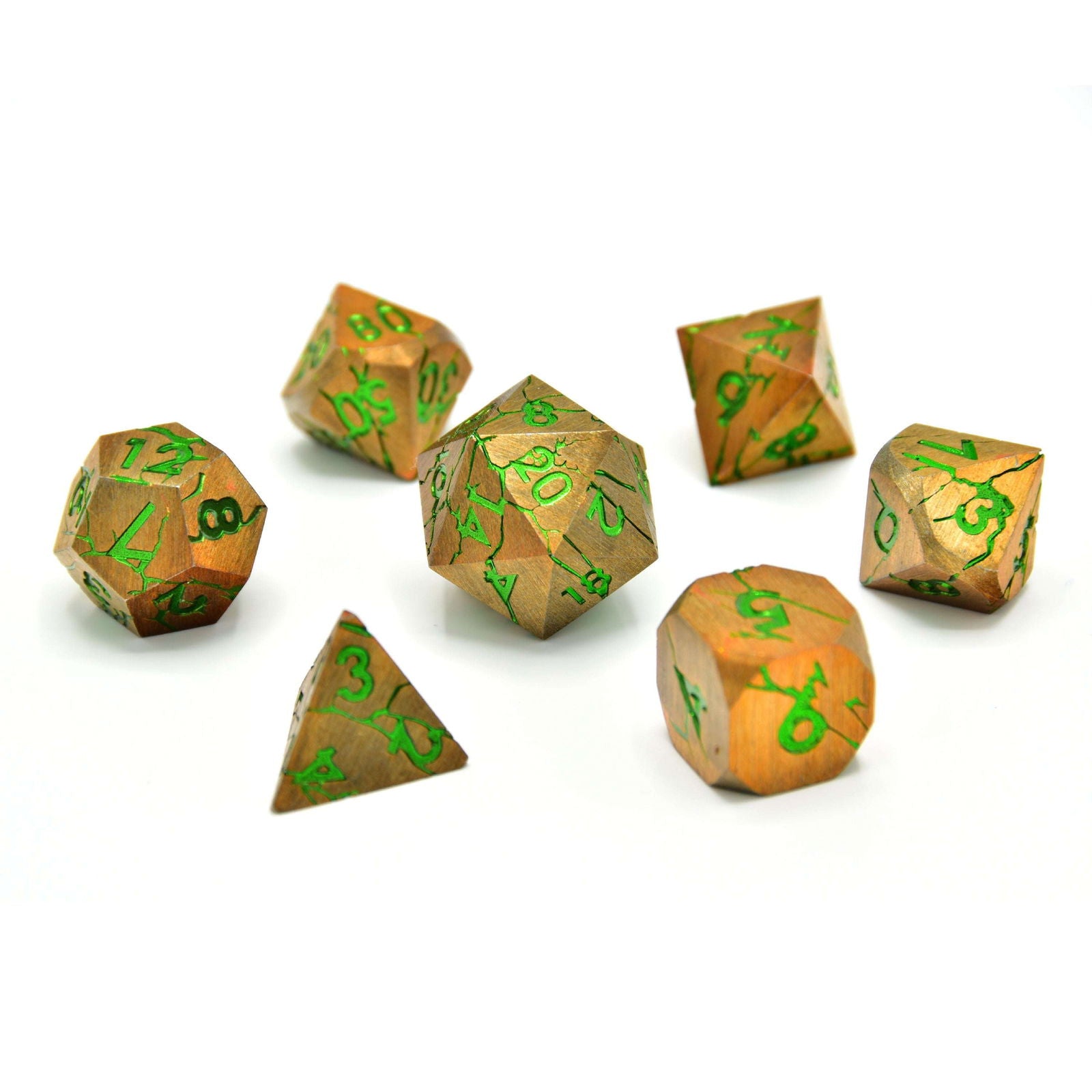 Glassstaff - Gorgon Gaze Metal RPG Dice Set - CritStones Dice - cardcosmos