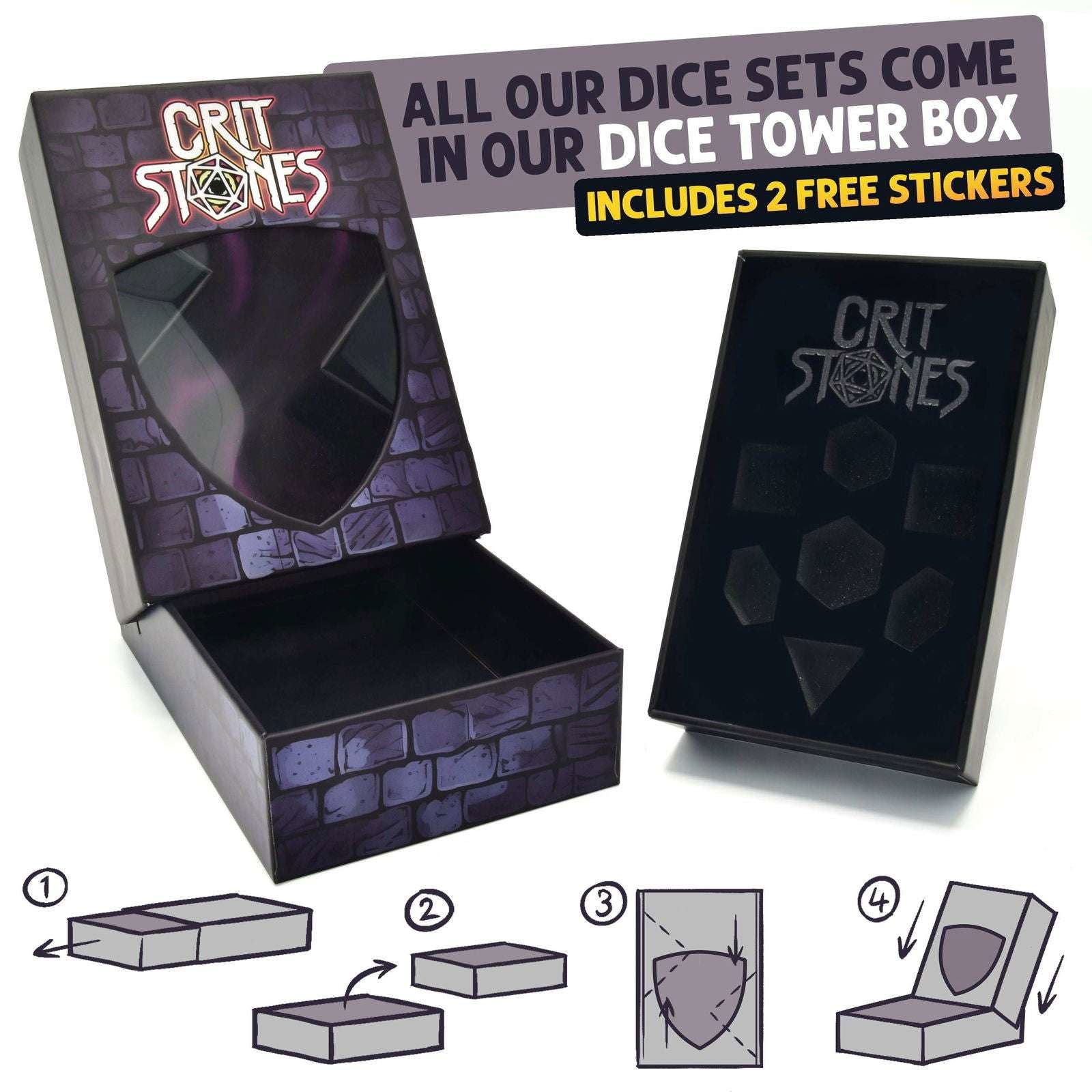 Glassstaff - Prismatic Frost Glass RPG Dice Set - CritStones Dice - cardcosmos