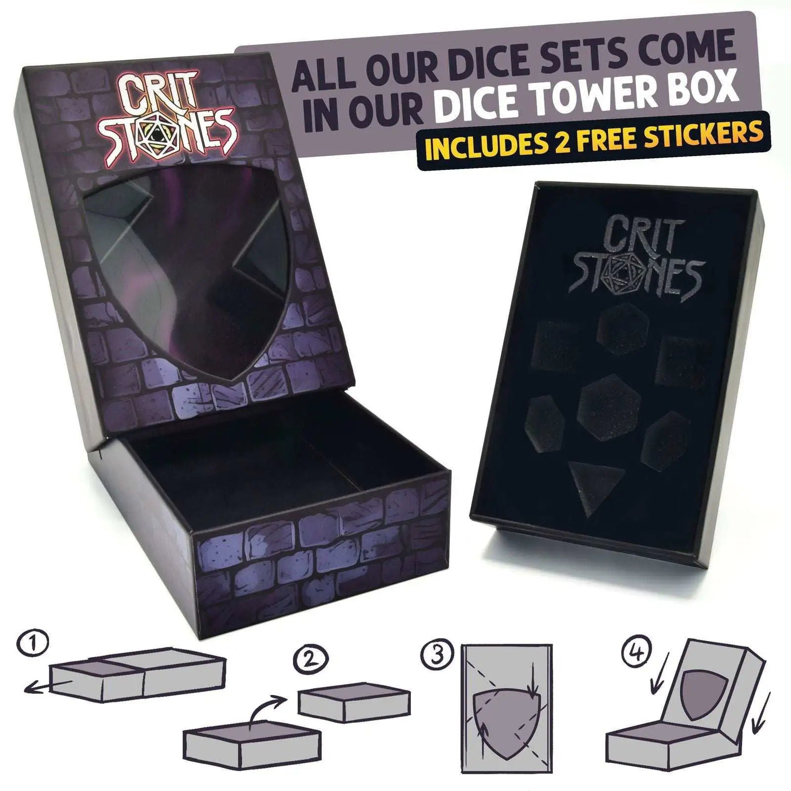Glassstaff - Prismatic Frost Glass RPG Dice Set - CritStones Dice