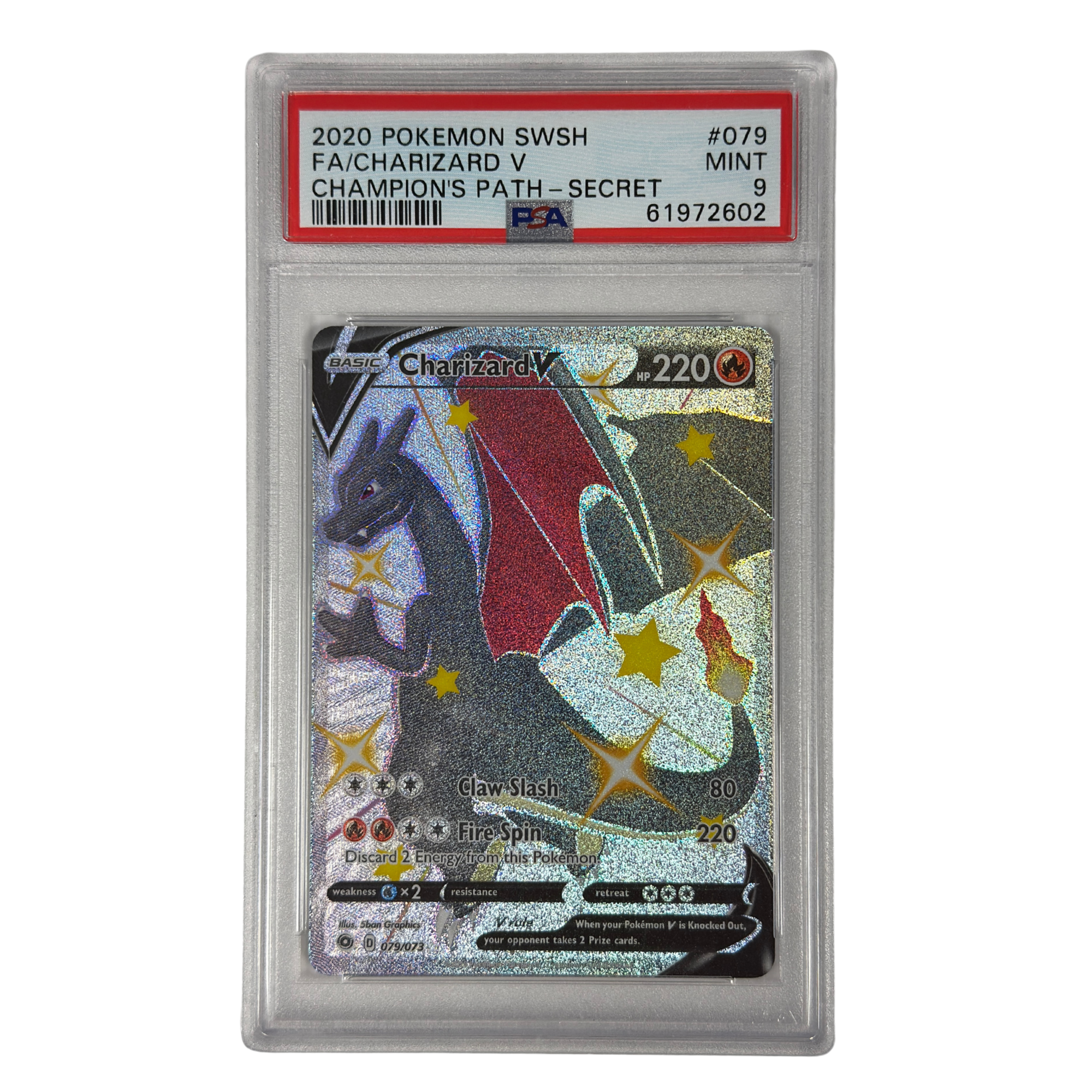 Pokémon - Charizard V Secret Rare #079/073 (Champion’s Path) – PSA 9 Mint