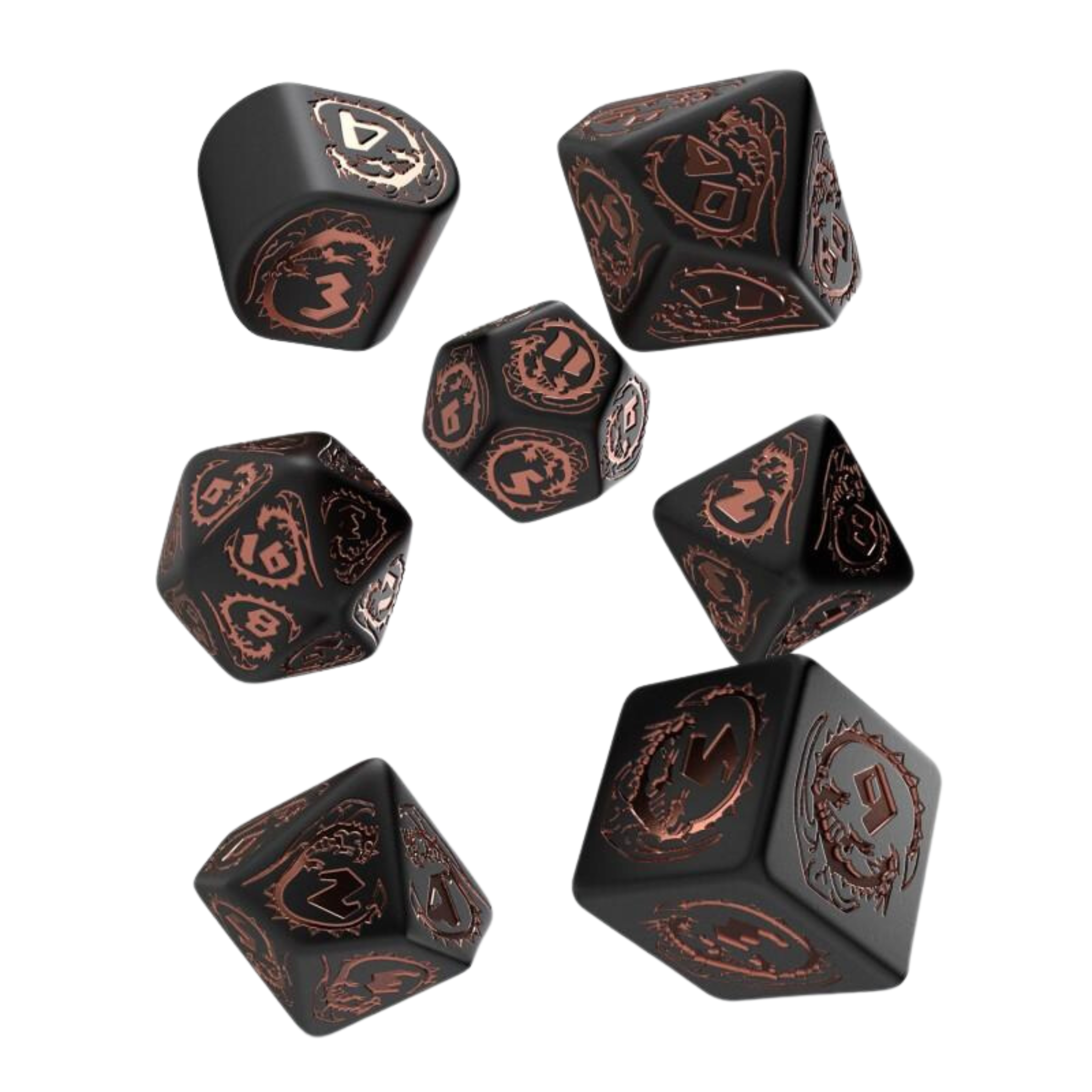 Q Workshop - Dragons Modern Dice Set Obsidian