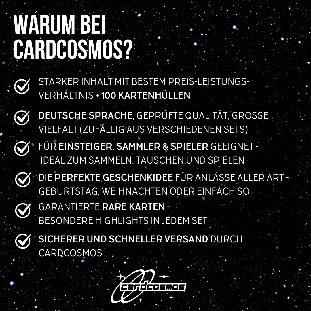 Magic: The Gathering Karten Set Deutsch – 25 Karten inkl. 2 Rares + 100 Kartenhüllen