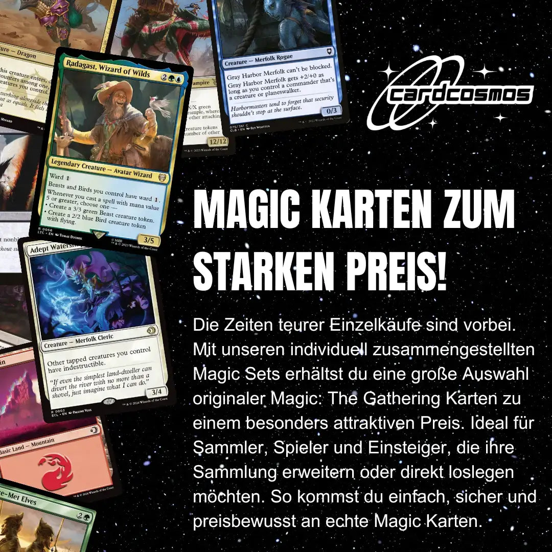 Magic: The Gathering Karten Set Englisch – 25 Karten inkl. 2 Rares + 100 Kartenhüllen