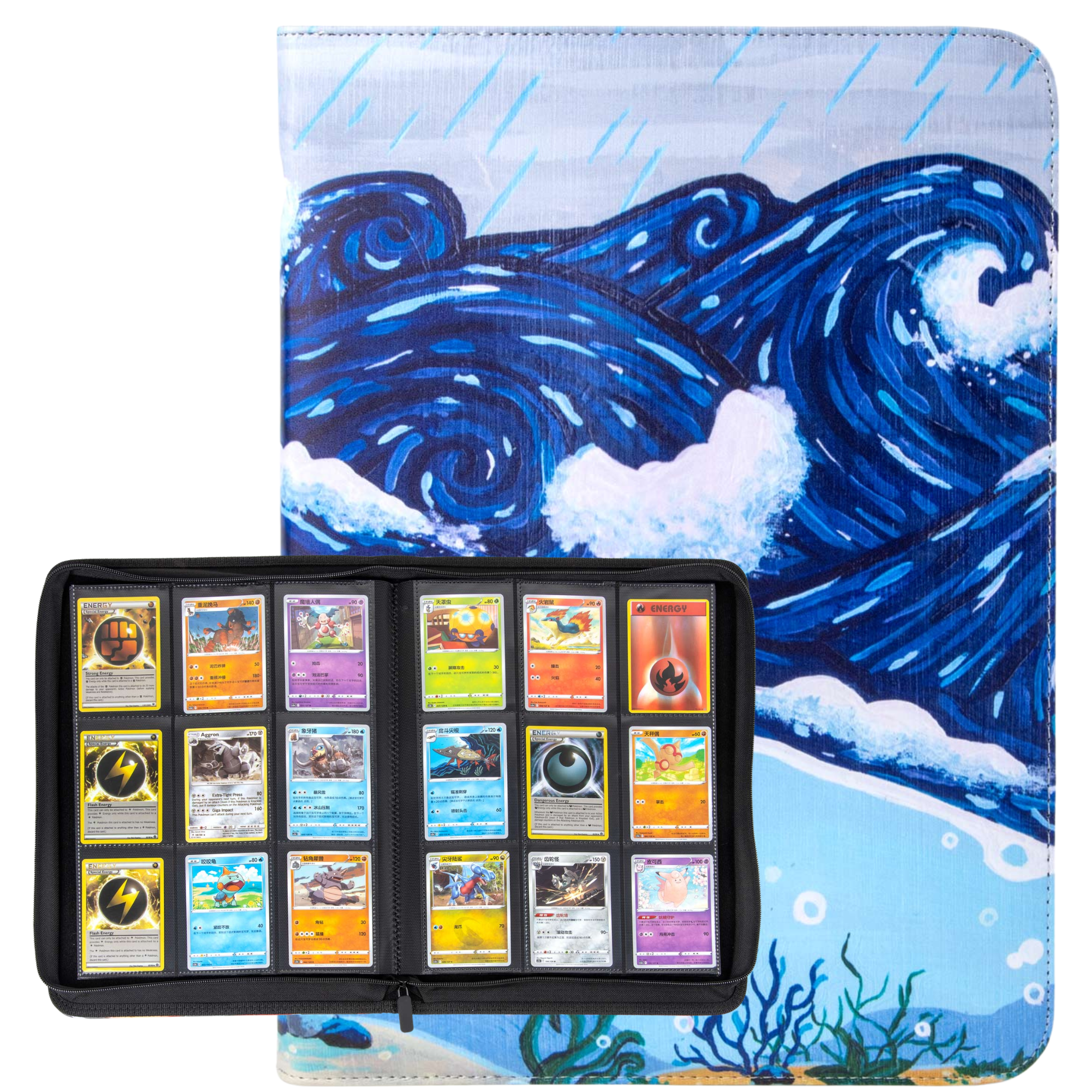 Cardcosmos - Classeur à 9 pochettes avec fermeture éclair - Mer agitée