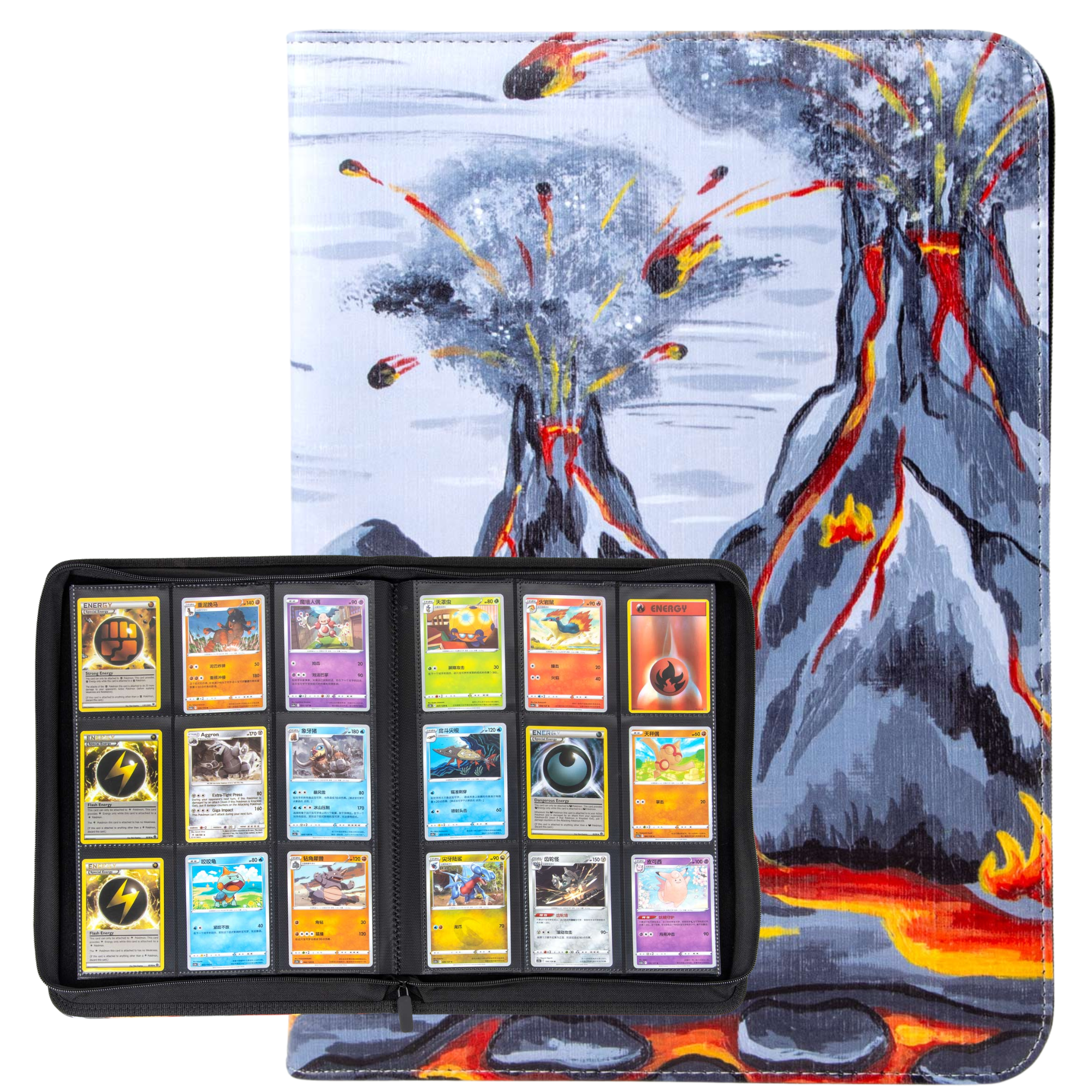 Cardcosmos - Classeur à 9 pochettes avec fermeture éclair - Montagnes ardentes