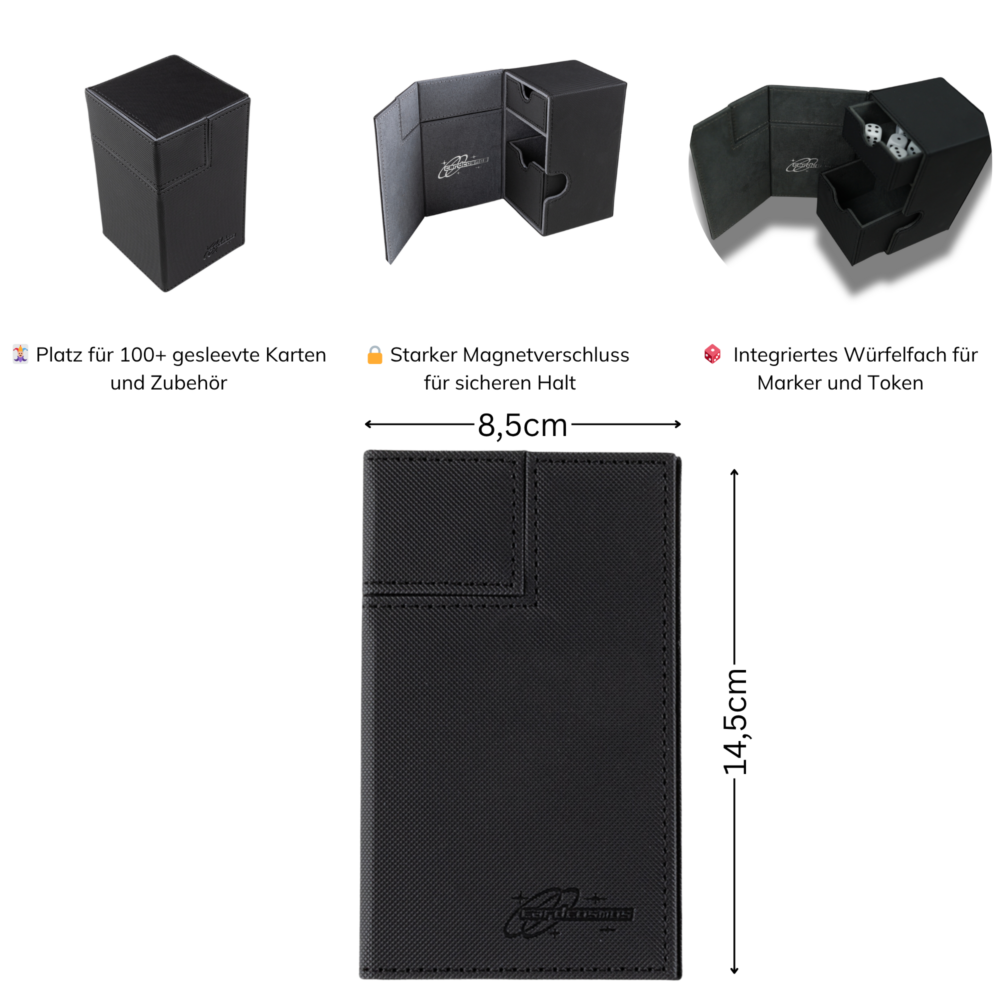 cardcosmos - 100+ Premium Deck Box with Dice Tray