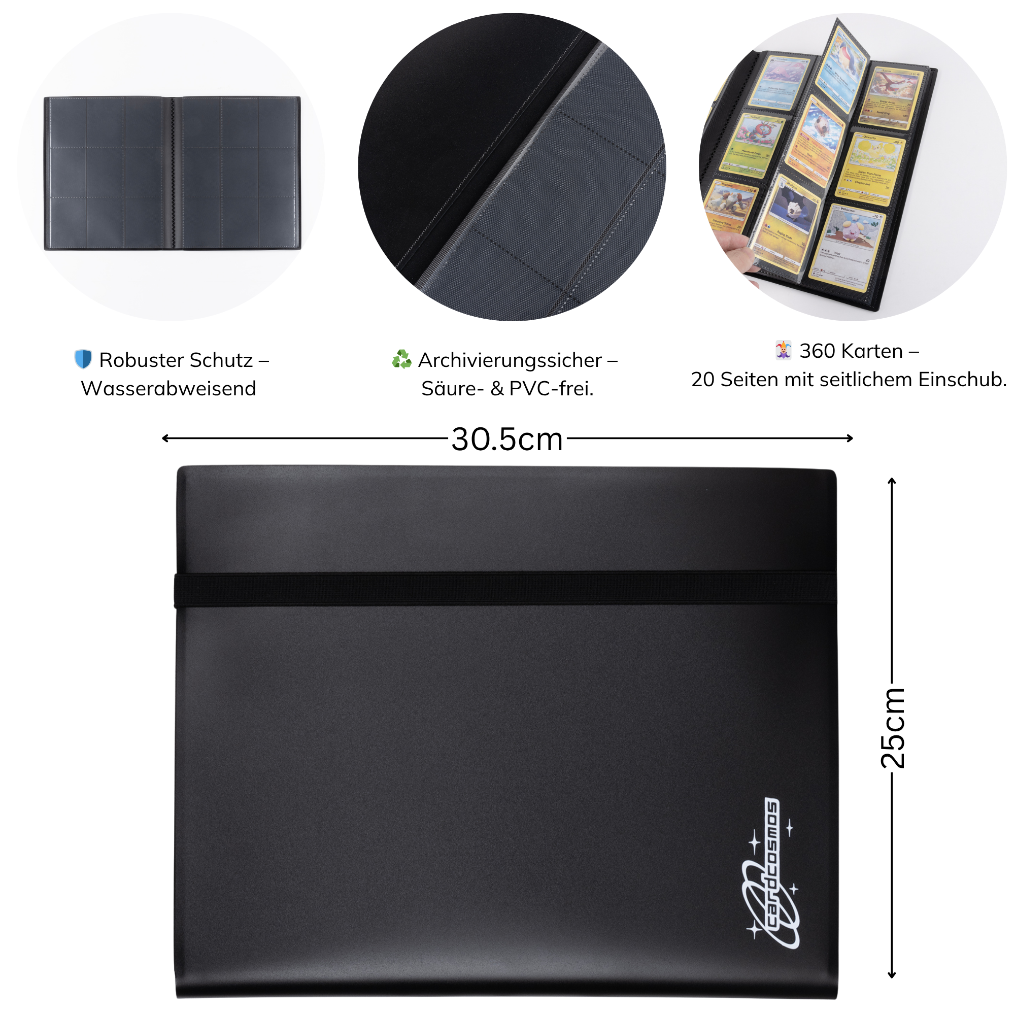 Sammelkarten-Binder Mit 396 Taschen – 9-Pocket Album Aus PU-Leder | Schwarz