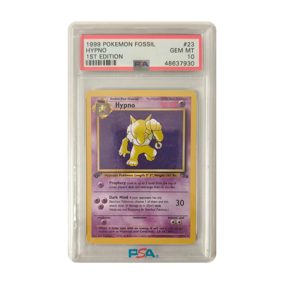 Pokémon - Hypno #23/62 (Fossil 1st Edition) – PSA 10 Gem Mint
