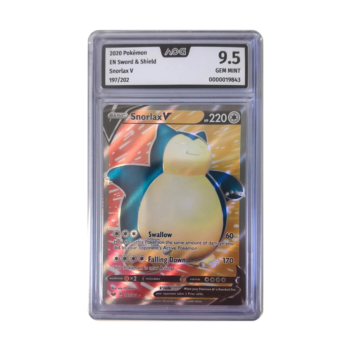 Pokémon - Snorlax V #197/202 (Sword & Shield) – AOG 9.5 Gem Mint