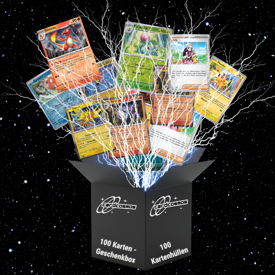 Pokémon Karten Set Deutsch – 100 Karten inkl. 12 Holo + 100 Kartenhüllen